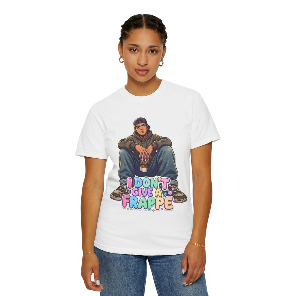"I Don't Give a Frappe" Funny Manga Coffee T-Shirt | Anime Aesthetic Streetwear