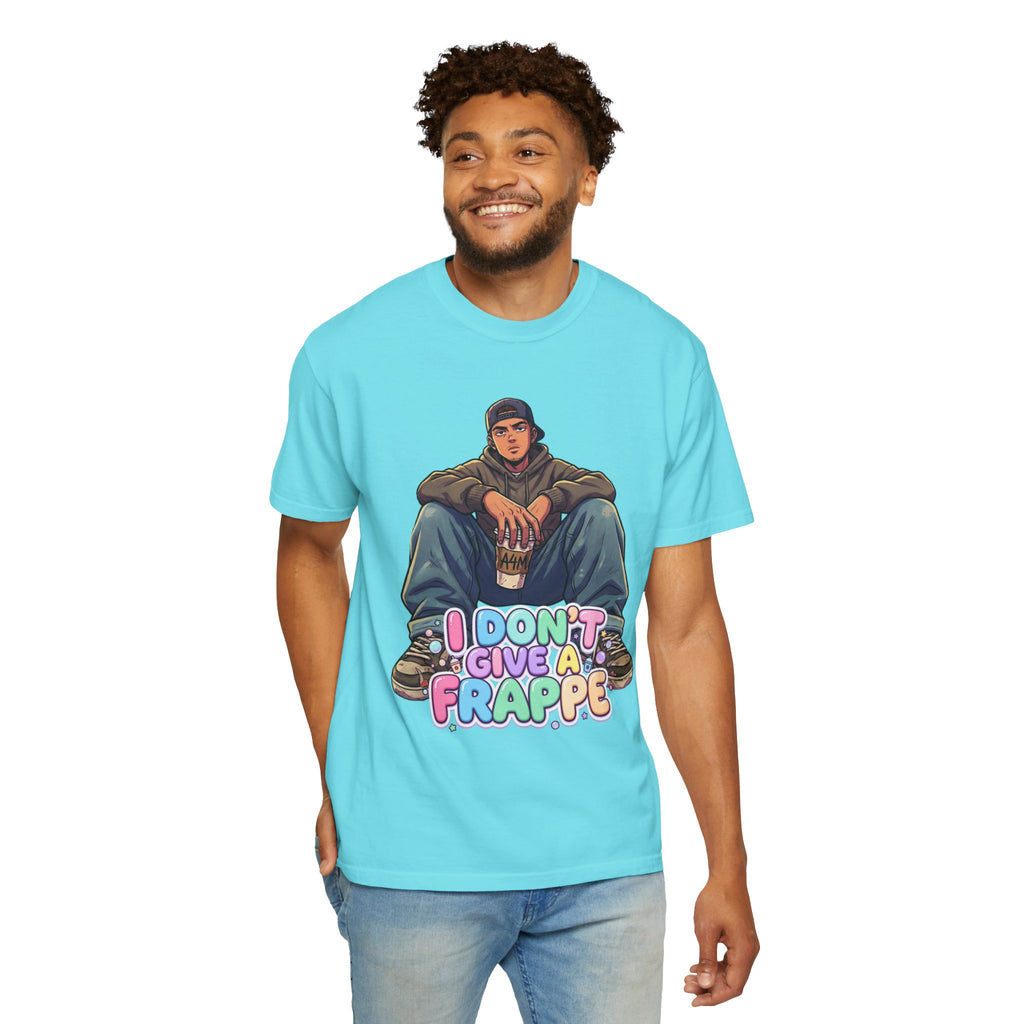 "I Don't Give a Frappe" Funny Manga Coffee T-Shirt | Anime Aesthetic Streetwear
