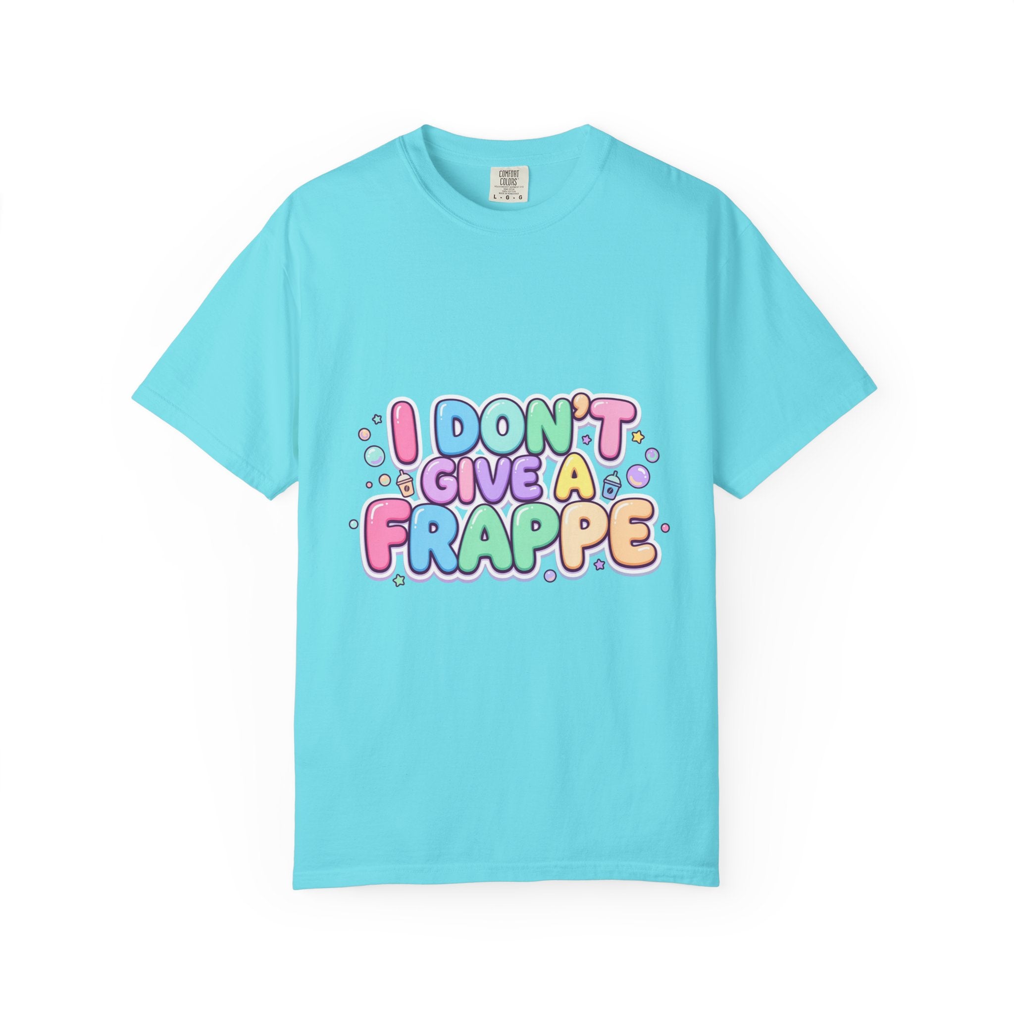 "I Don't Give a Frappe" Funny Kawaii Coffee T-Shirt | Pastel Manga Aesthetic
