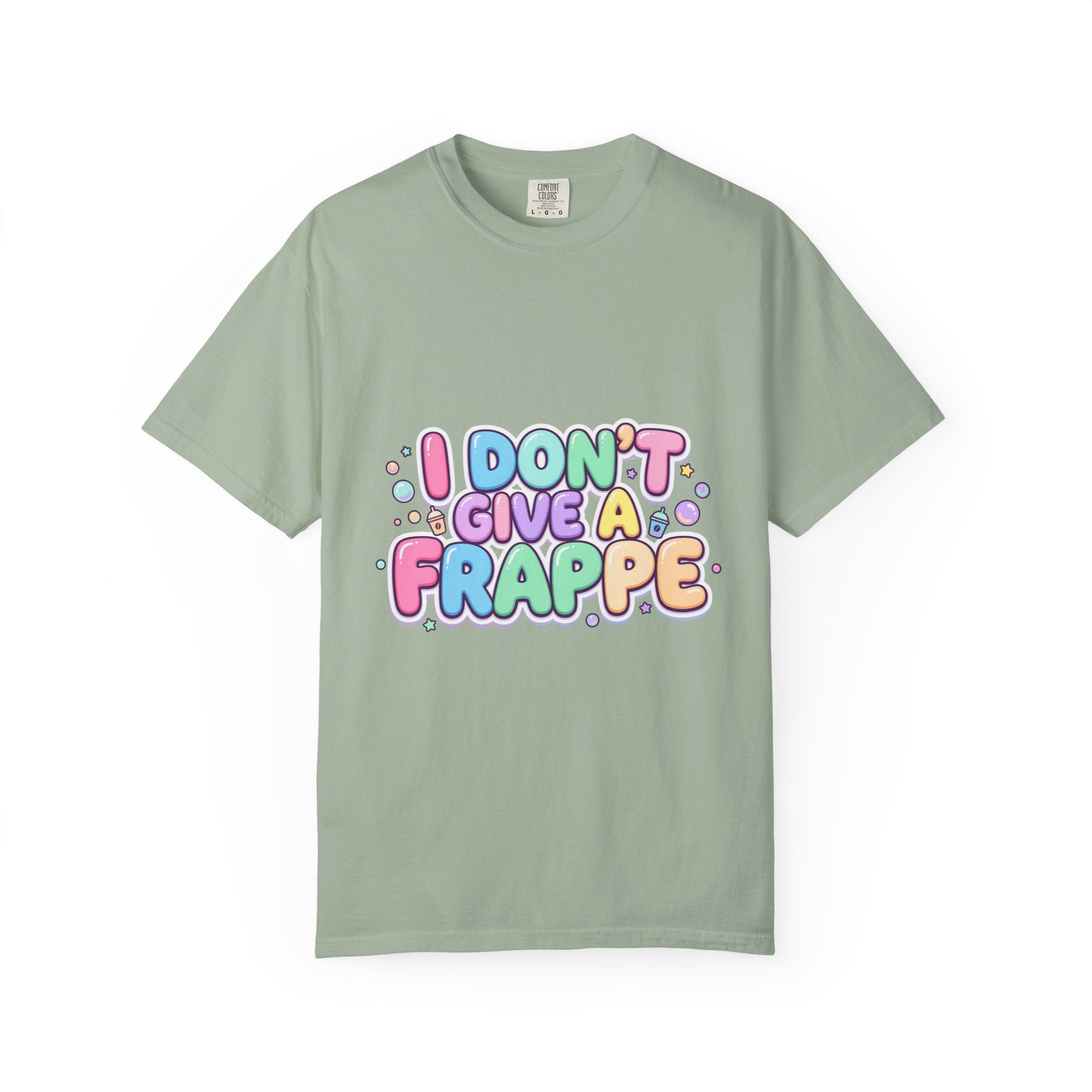 "I Don't Give a Frappe" Funny Kawaii Coffee T-Shirt | Pastel Manga Aesthetic