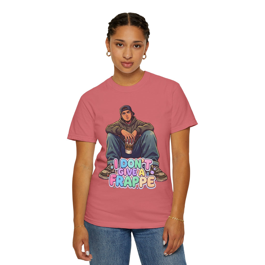 "I Don't Give a Frappe" Funny Manga Coffee T-Shirt | Anime Aesthetic Streetwear