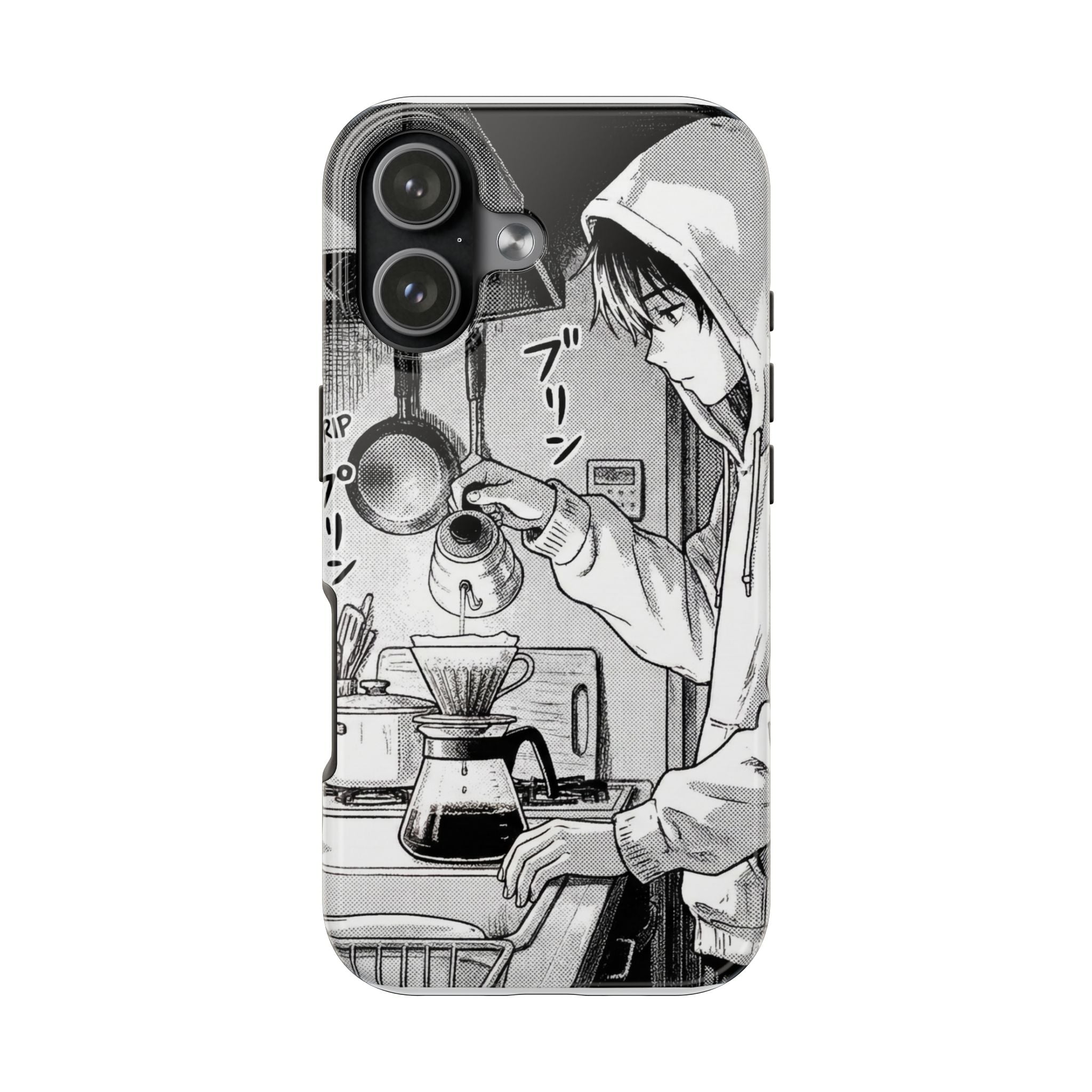 Pour-Over Ritual | Black & White Manga iPhone 17 Case | Seinen Aesthetic Anime Phone Cover