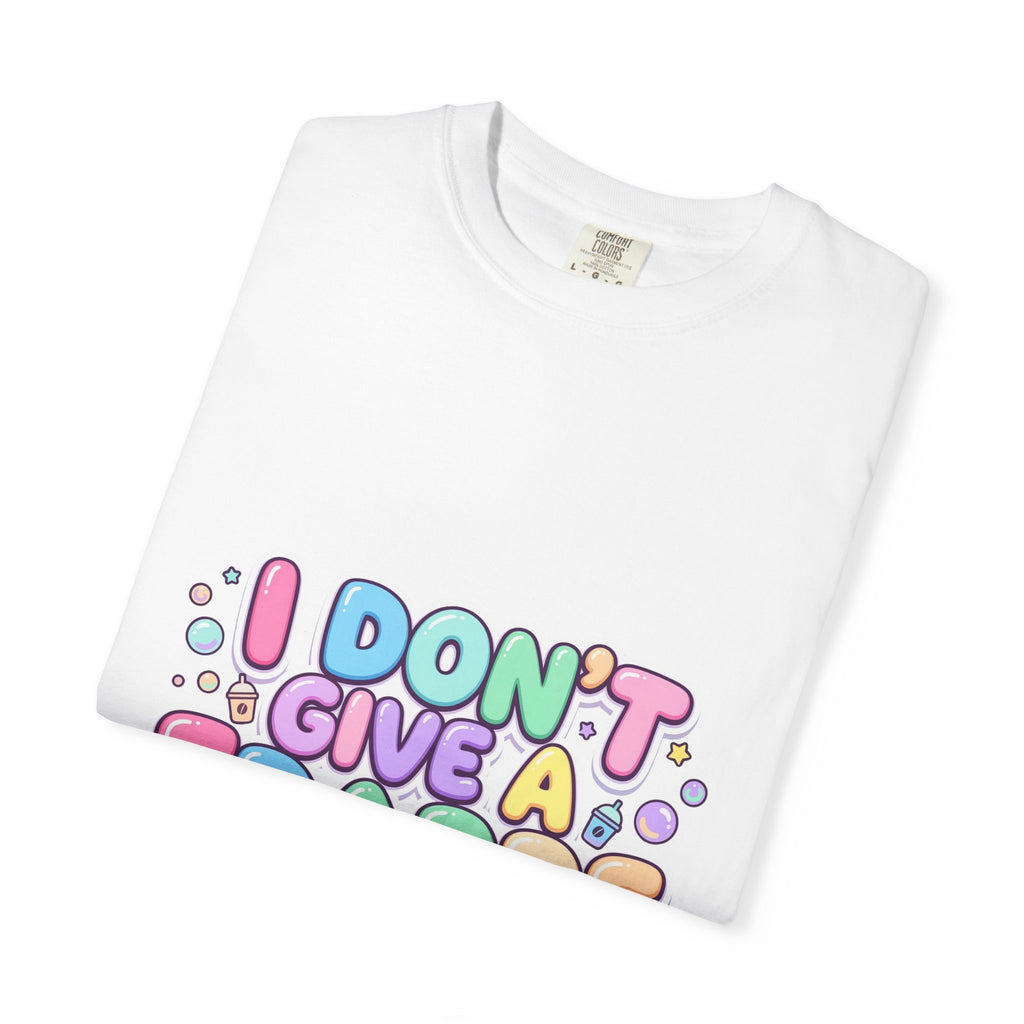 "I Don't Give a Frappe" Funny Kawaii Coffee T-Shirt | Pastel Manga Aesthetic