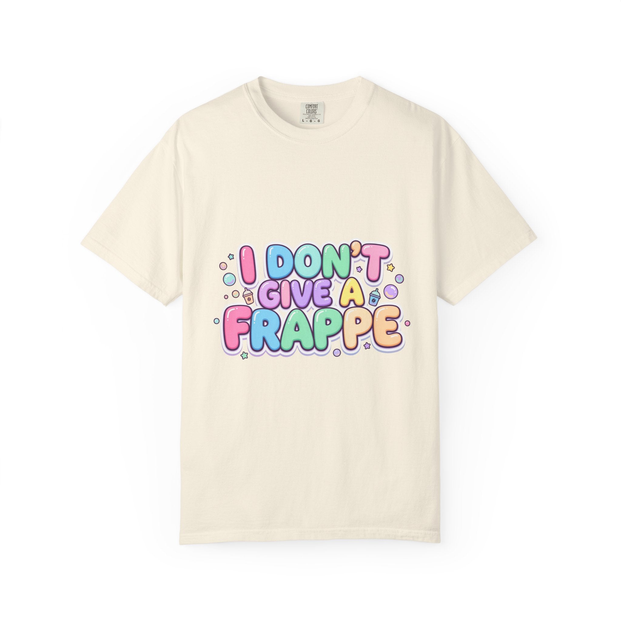 "I Don't Give a Frappe" Funny Kawaii Coffee T-Shirt | Pastel Manga Aesthetic