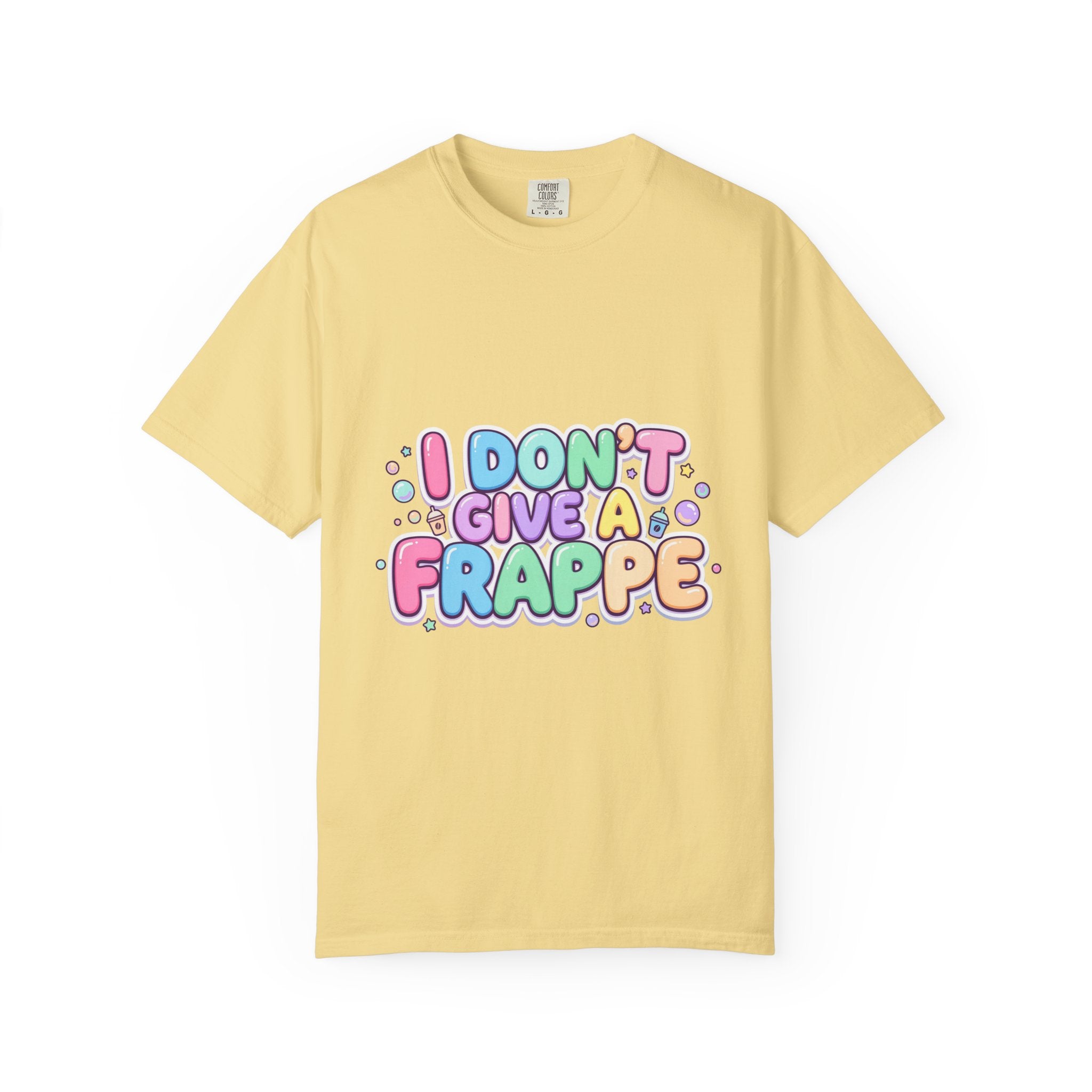 "I Don't Give a Frappe" Funny Kawaii Coffee T-Shirt | Pastel Manga Aesthetic