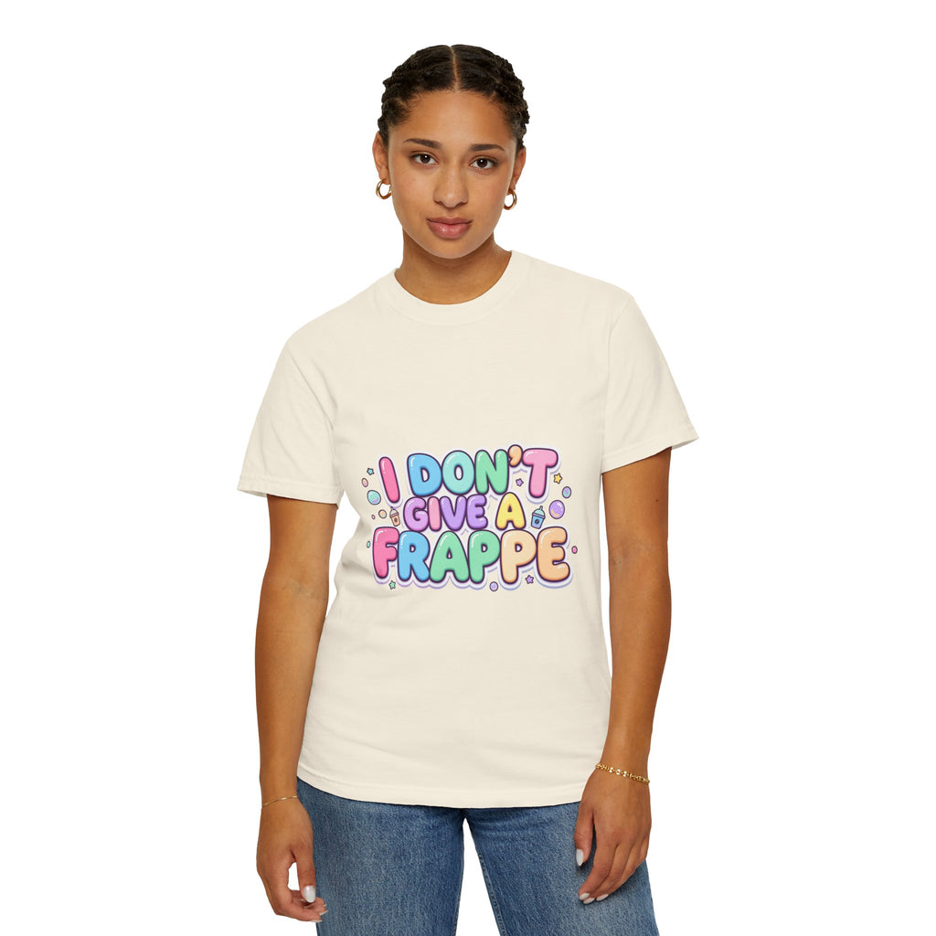 "I Don't Give a Frappe" Funny Kawaii Coffee T-Shirt | Pastel Manga Aesthetic
