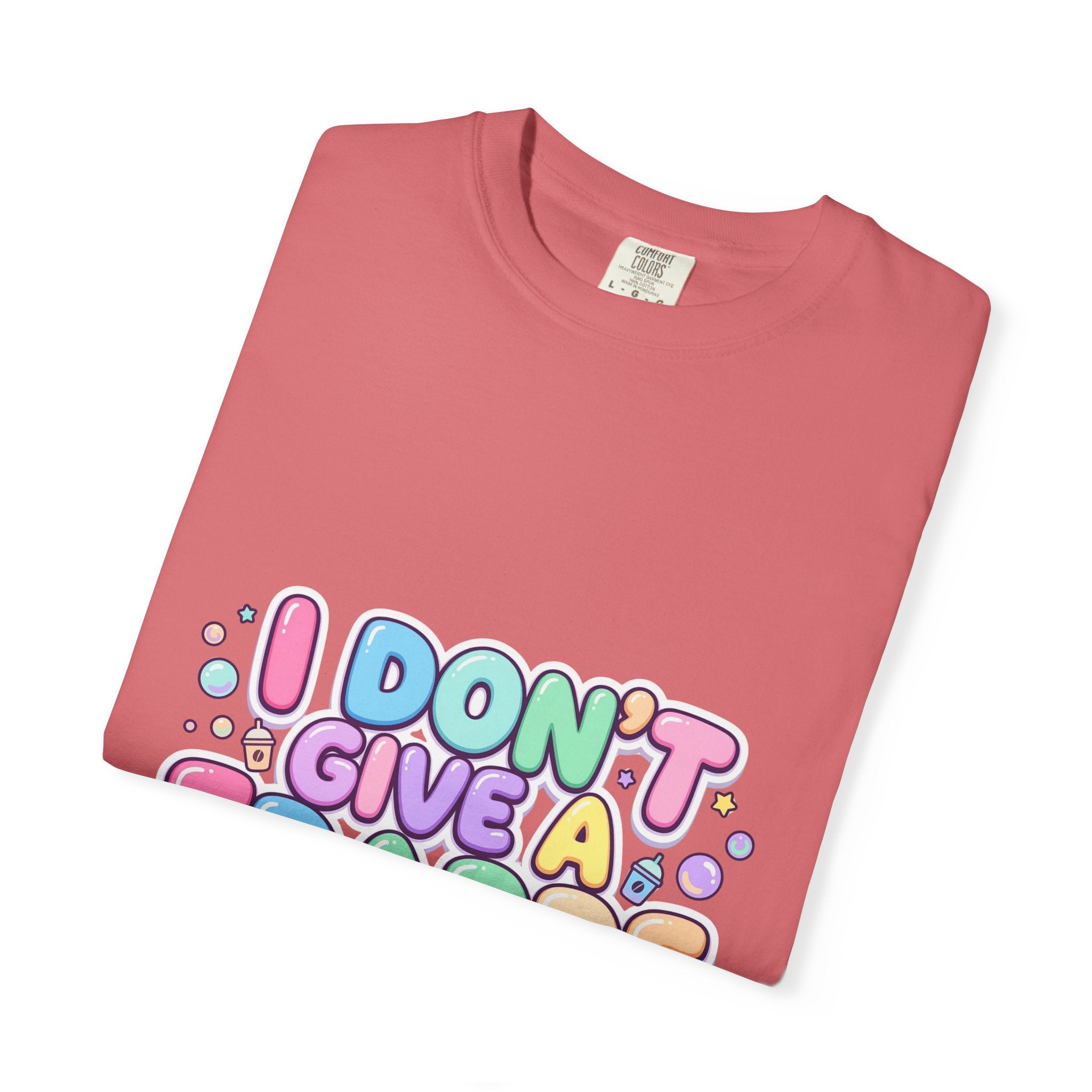 "I Don't Give a Frappe" Funny Kawaii Coffee T-Shirt | Pastel Manga Aesthetic