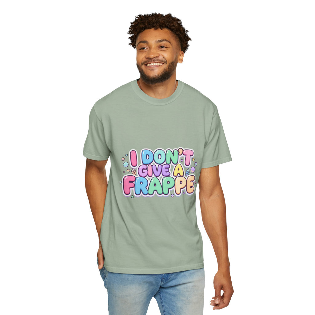 "I Don't Give a Frappe" Funny Kawaii Coffee T-Shirt | Pastel Manga Aesthetic