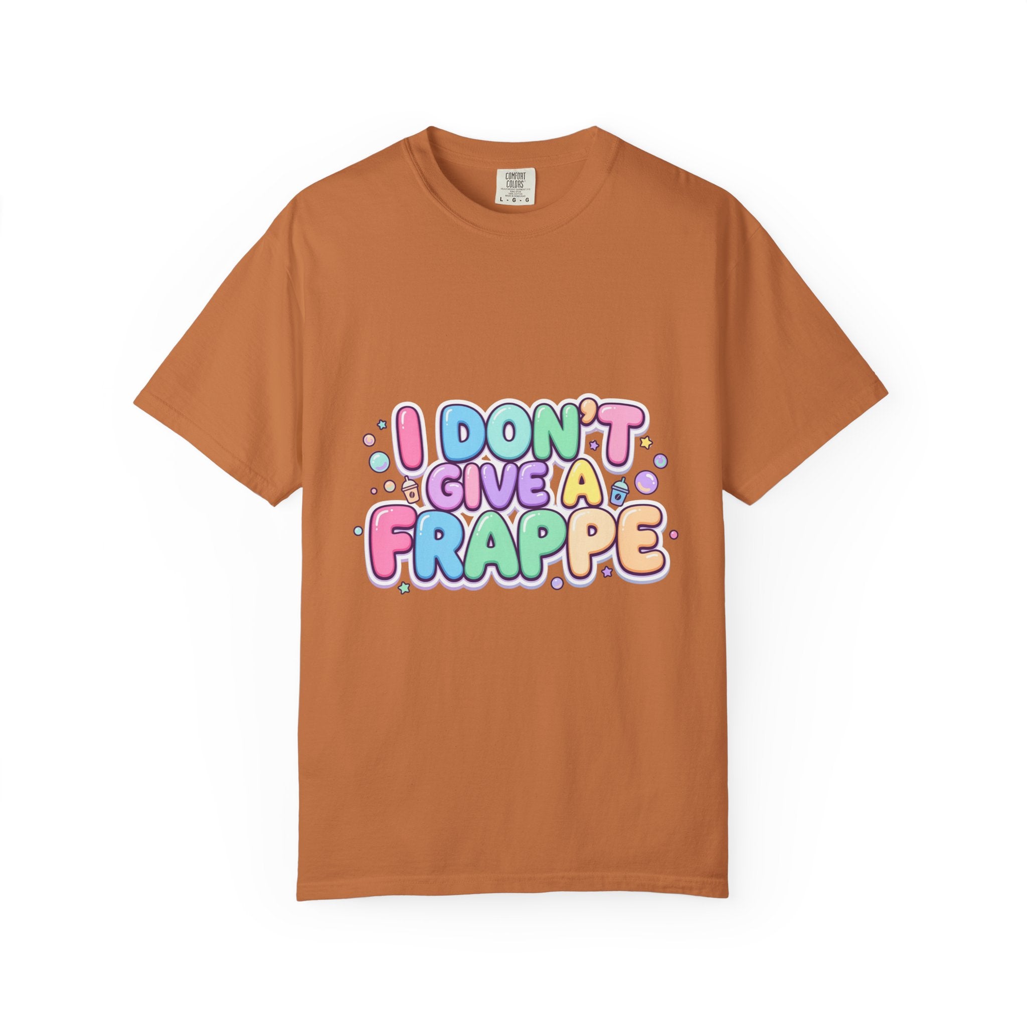 "I Don't Give a Frappe" Funny Kawaii Coffee T-Shirt | Pastel Manga Aesthetic