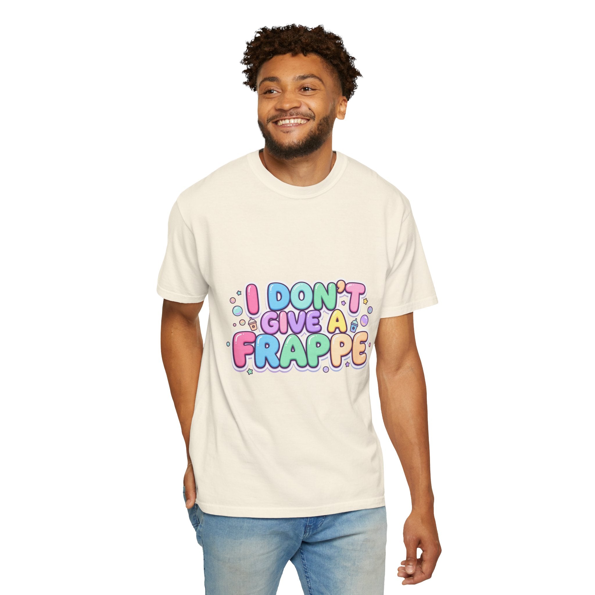 "I Don't Give a Frappe" Funny Kawaii Coffee T-Shirt | Pastel Manga Aesthetic