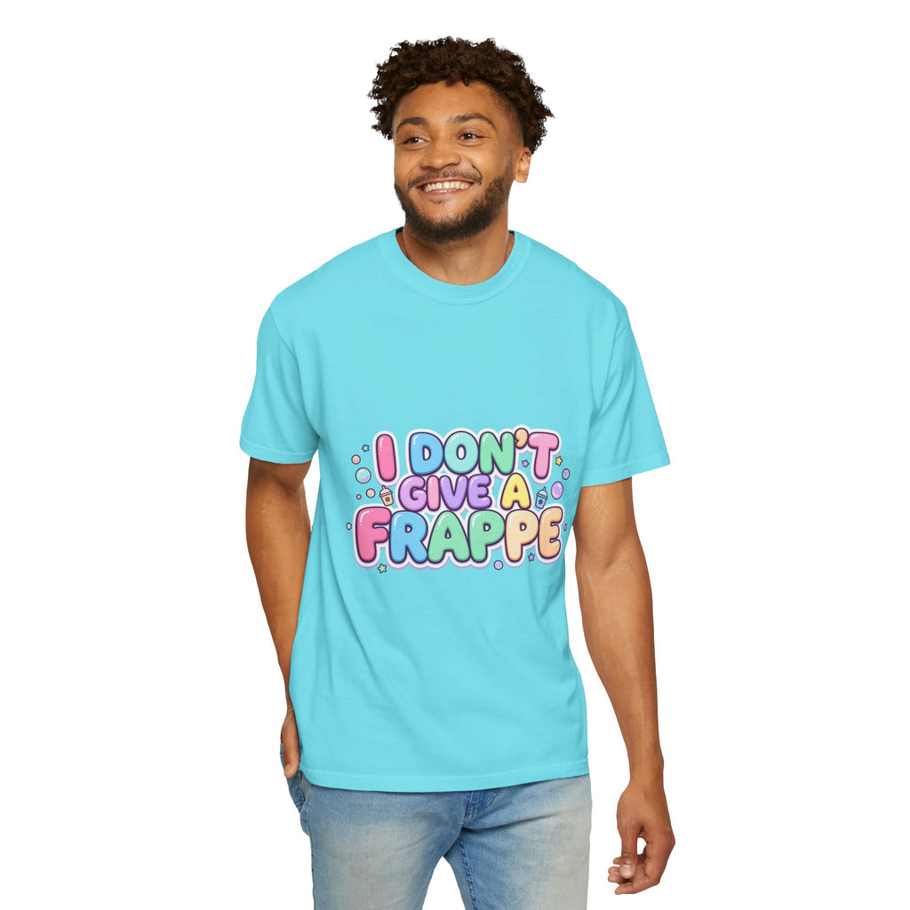 "I Don't Give a Frappe" Funny Kawaii Coffee T-Shirt | Pastel Manga Aesthetic