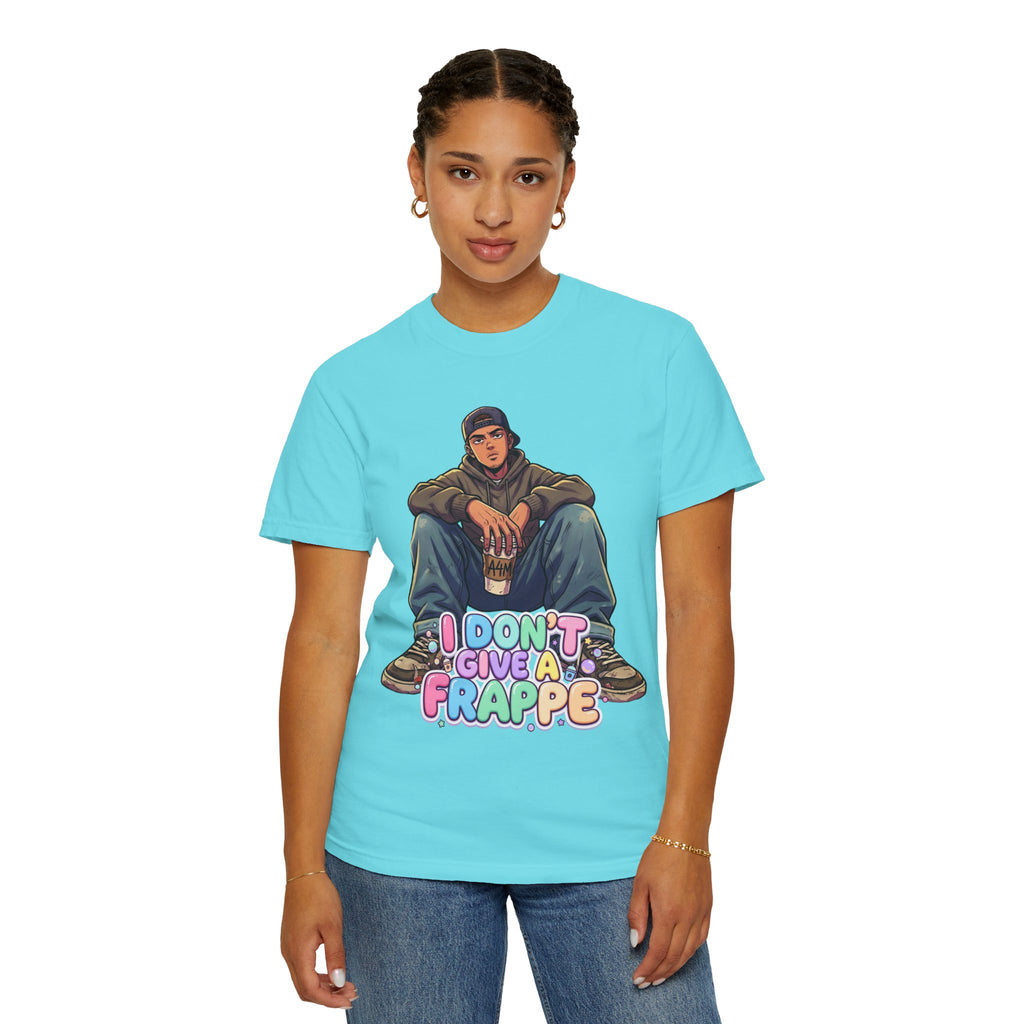 "I Don't Give a Frappe" Funny Manga Coffee T-Shirt | Anime Aesthetic Streetwear