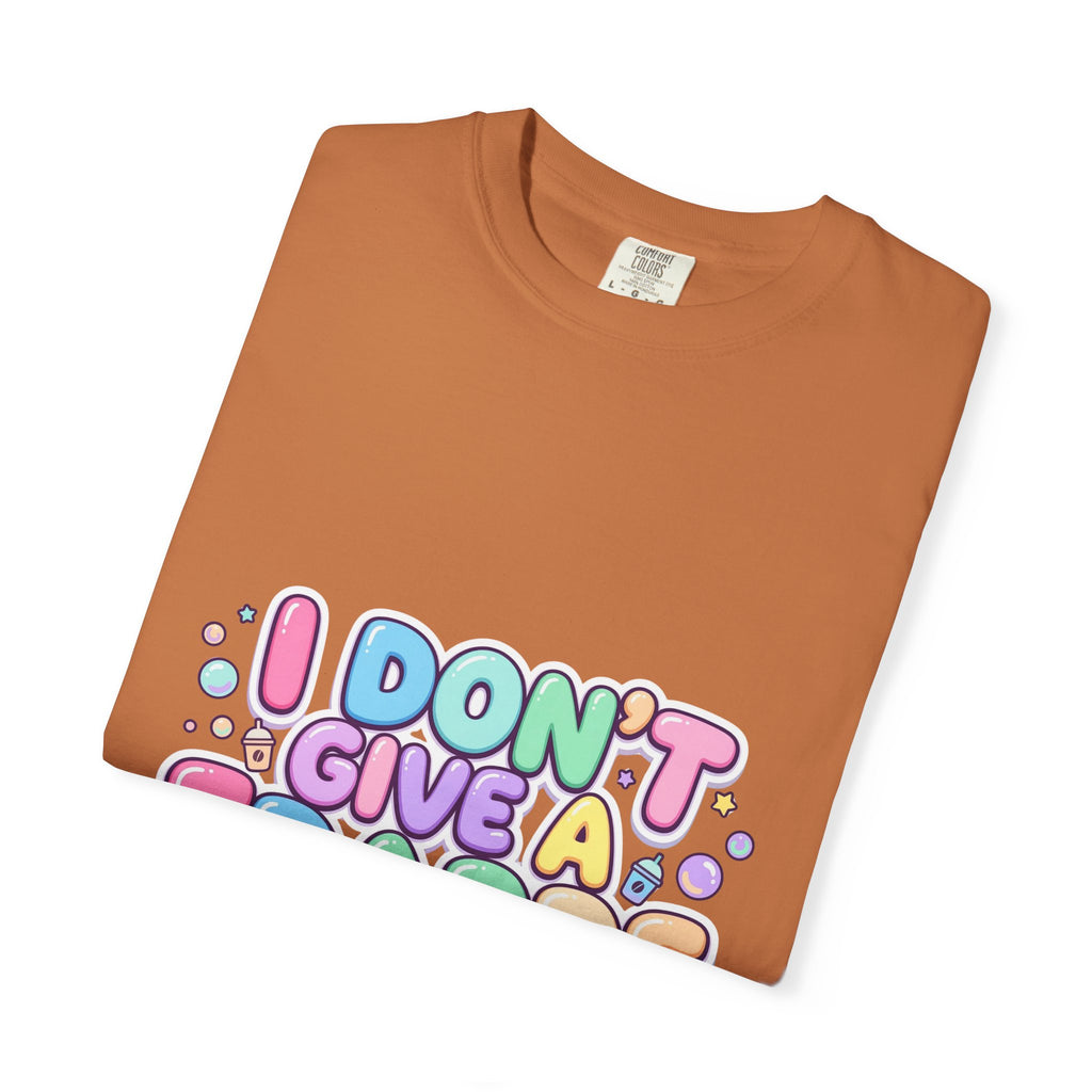 "I Don't Give a Frappe" Funny Kawaii Coffee T-Shirt | Pastel Manga Aesthetic