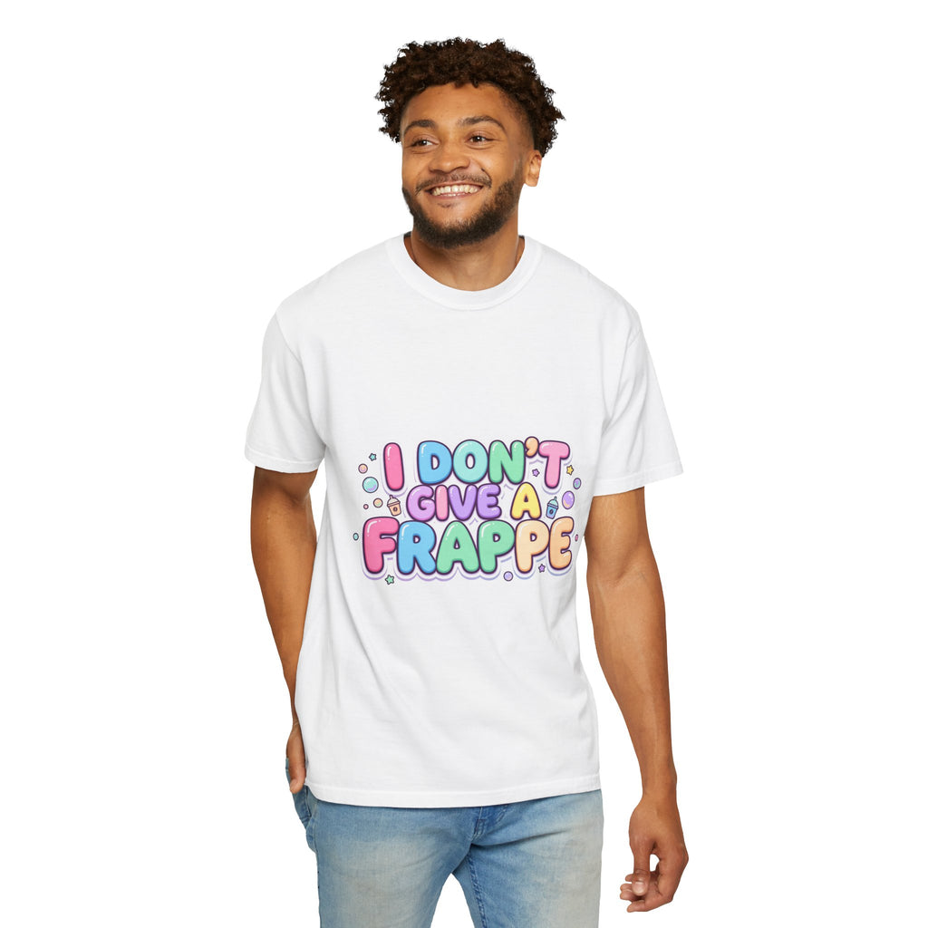 "I Don't Give a Frappe" Funny Kawaii Coffee T-Shirt | Pastel Manga Aesthetic