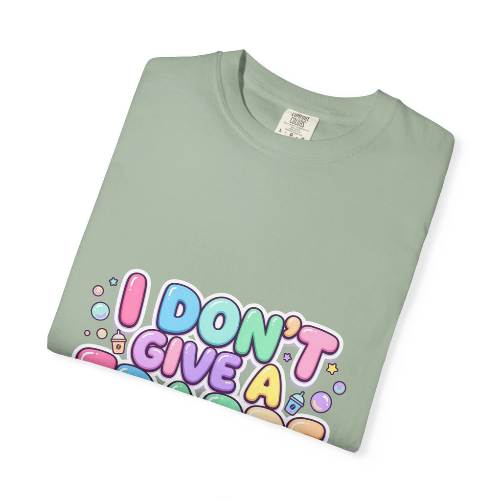 "I Don't Give a Frappe" Funny Kawaii Coffee T-Shirt | Pastel Manga Aesthetic