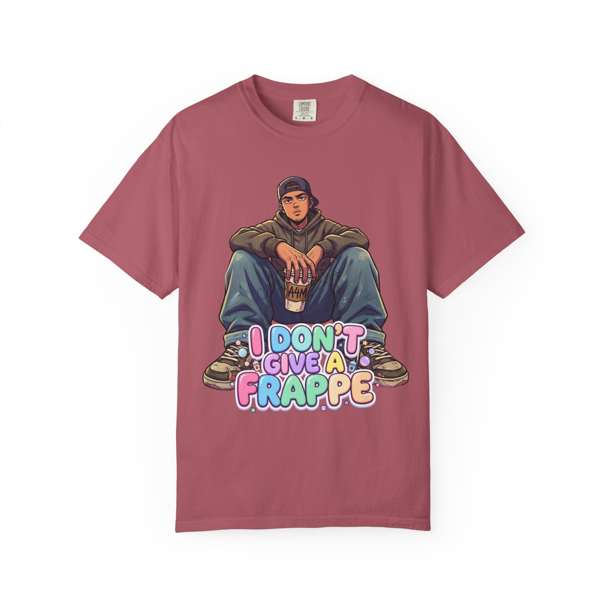 "I Don't Give a Frappe" Funny Manga Coffee T-Shirt | Anime Aesthetic Streetwear