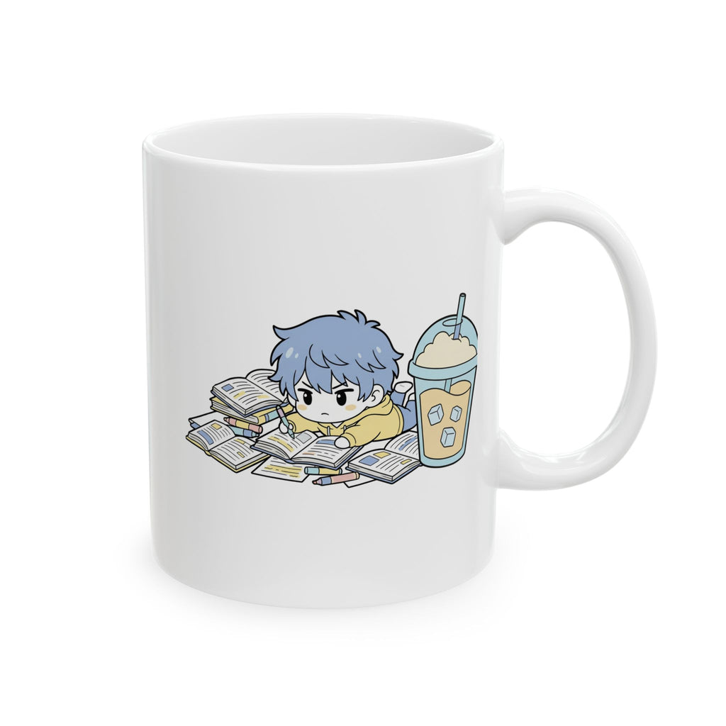 Lofi Study Vibes Chibi Mug | Caffeinated Anime Student Aesthetic | 11oz Ceramic Mug