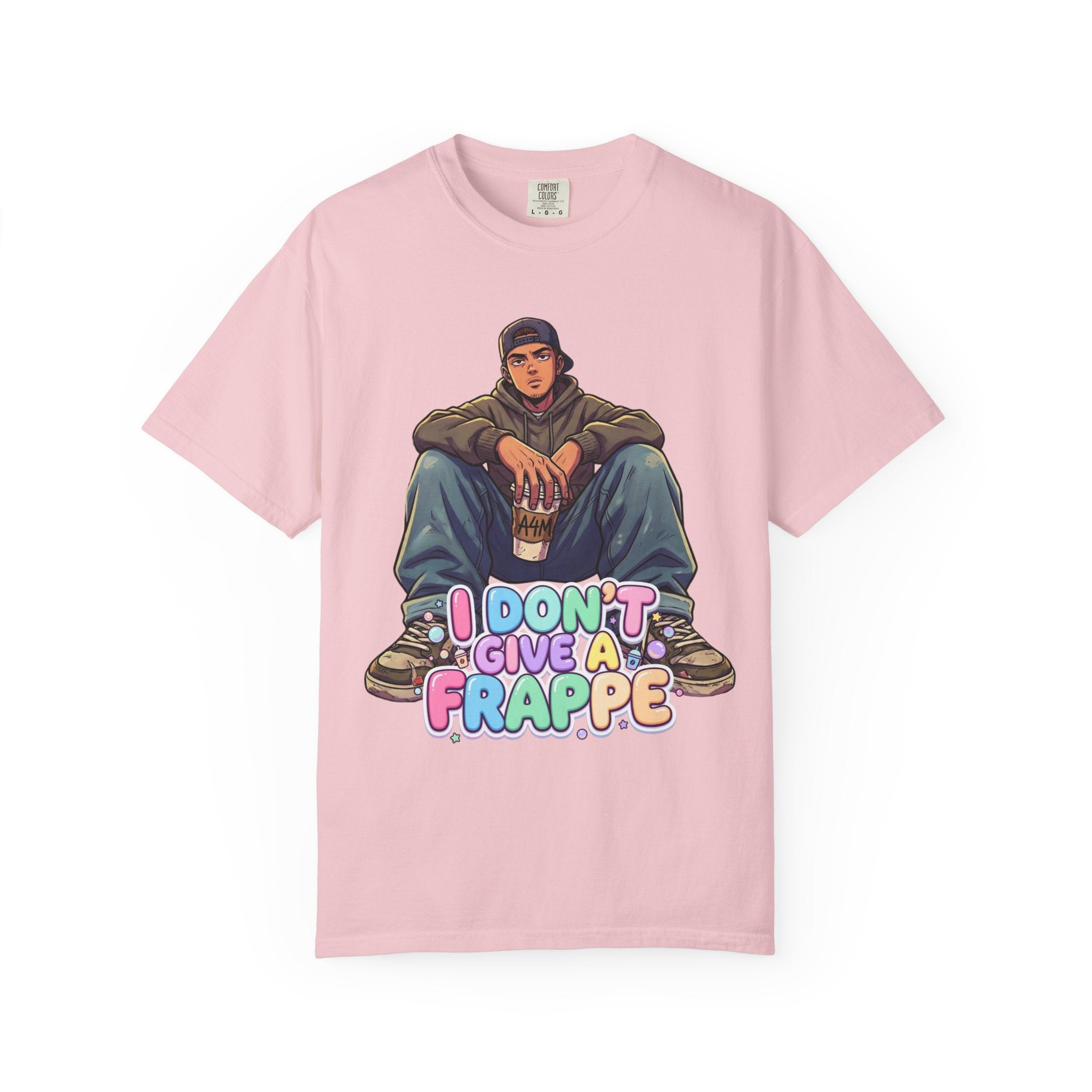 "I Don't Give a Frappe" Funny Manga Coffee T-Shirt | Anime Aesthetic Streetwear