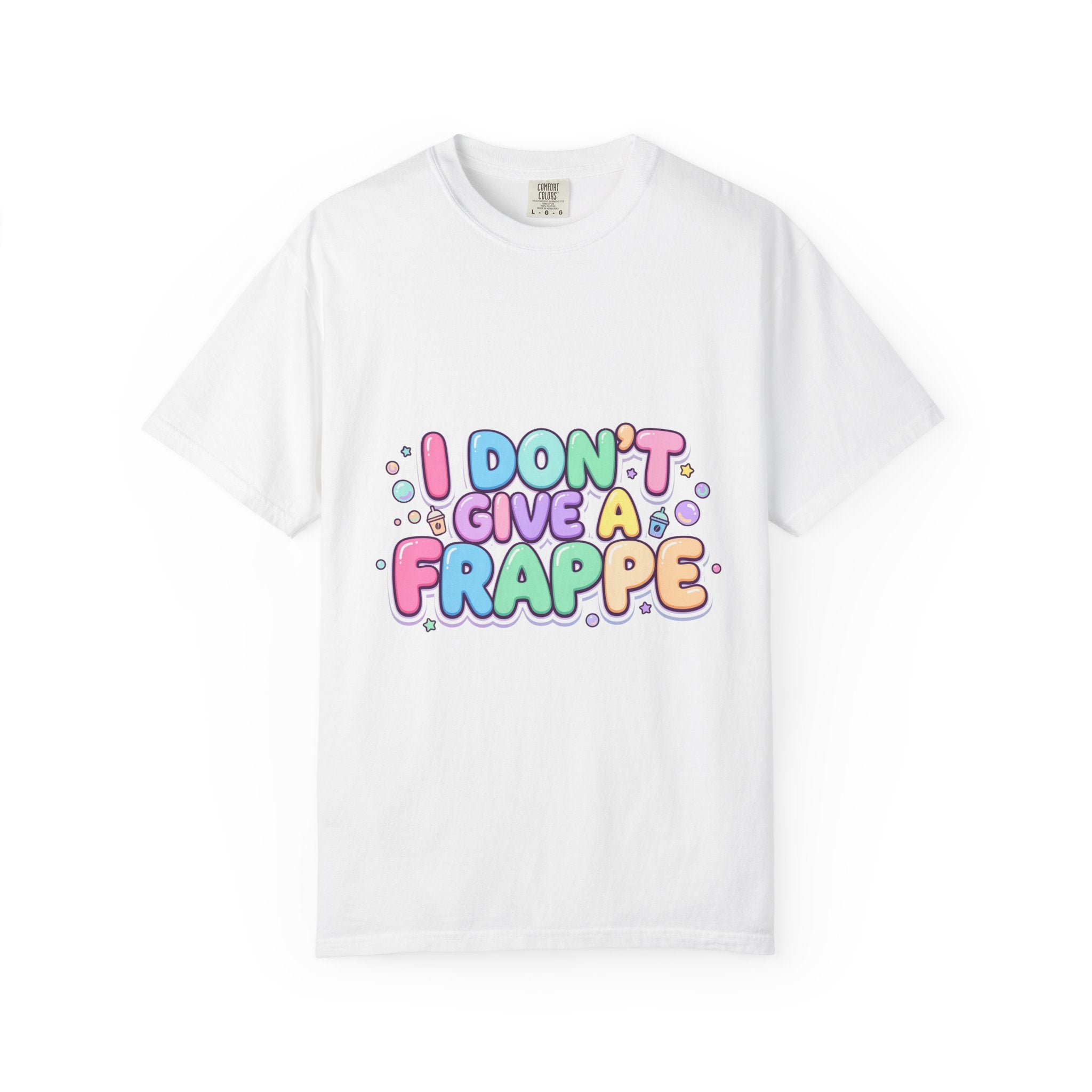 "I Don't Give a Frappe" Funny Kawaii Coffee T-Shirt | Pastel Manga Aesthetic