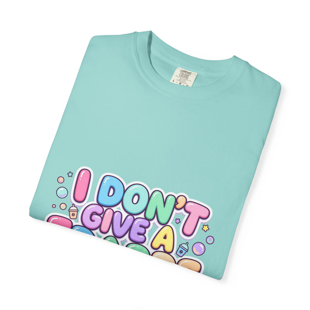 "I Don't Give a Frappe" Funny Kawaii Coffee T-Shirt | Pastel Manga Aesthetic