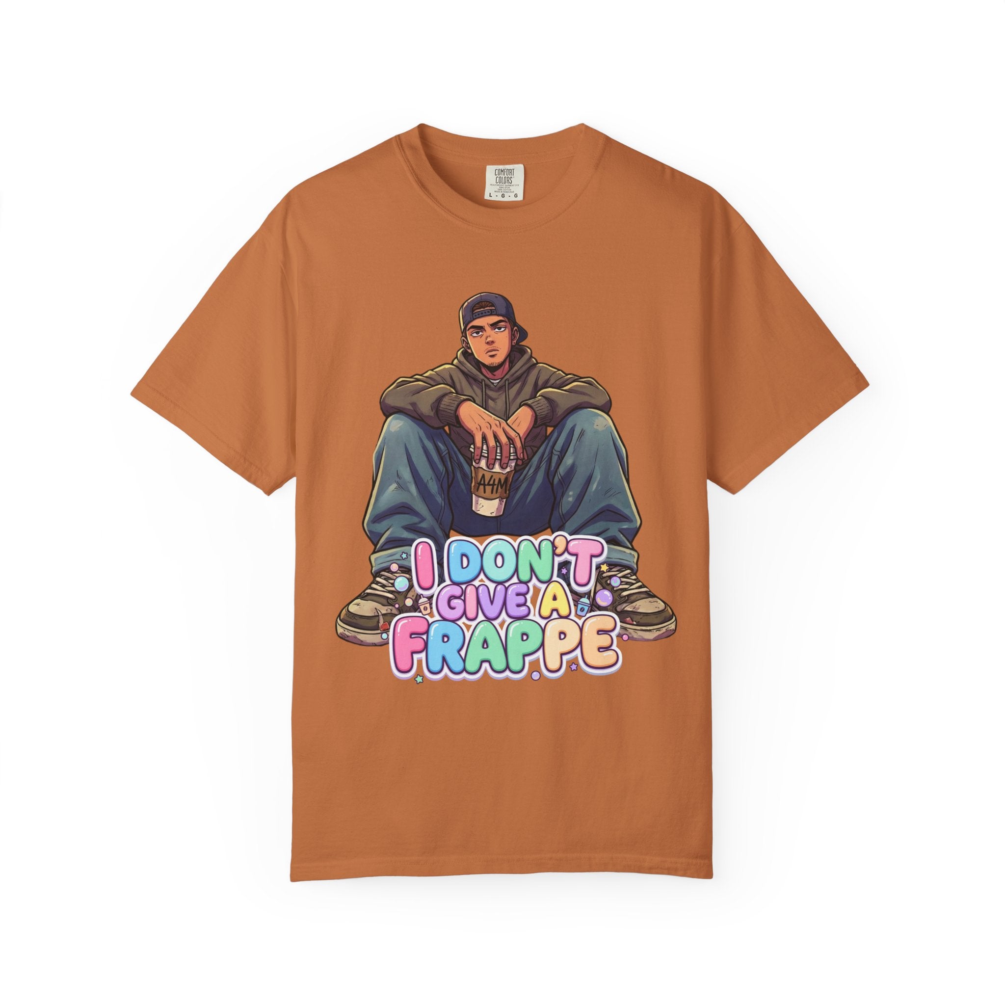 "I Don't Give a Frappe" Funny Manga Coffee T-Shirt | Anime Aesthetic Streetwear