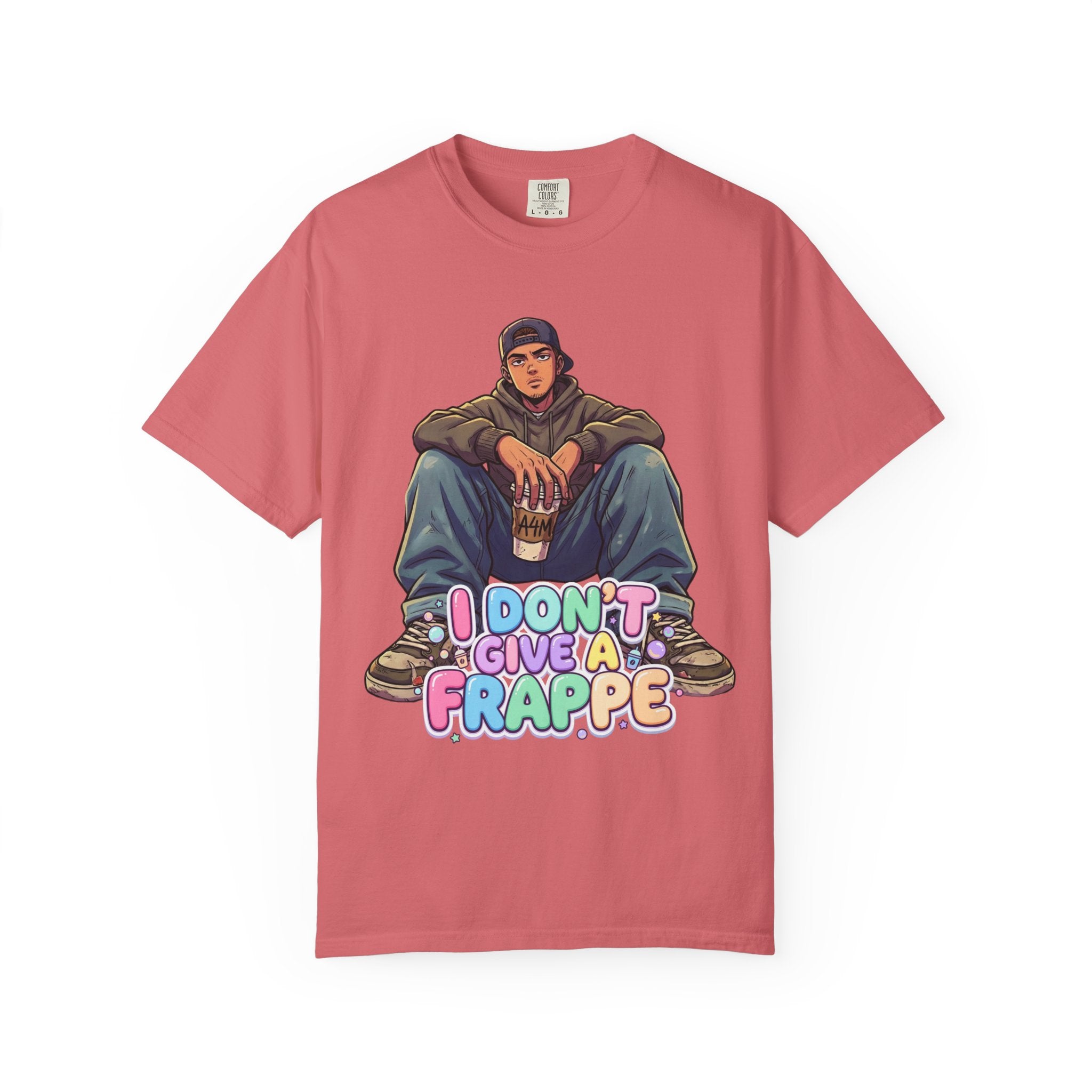 "I Don't Give a Frappe" Funny Manga Coffee T-Shirt | Anime Aesthetic Streetwear