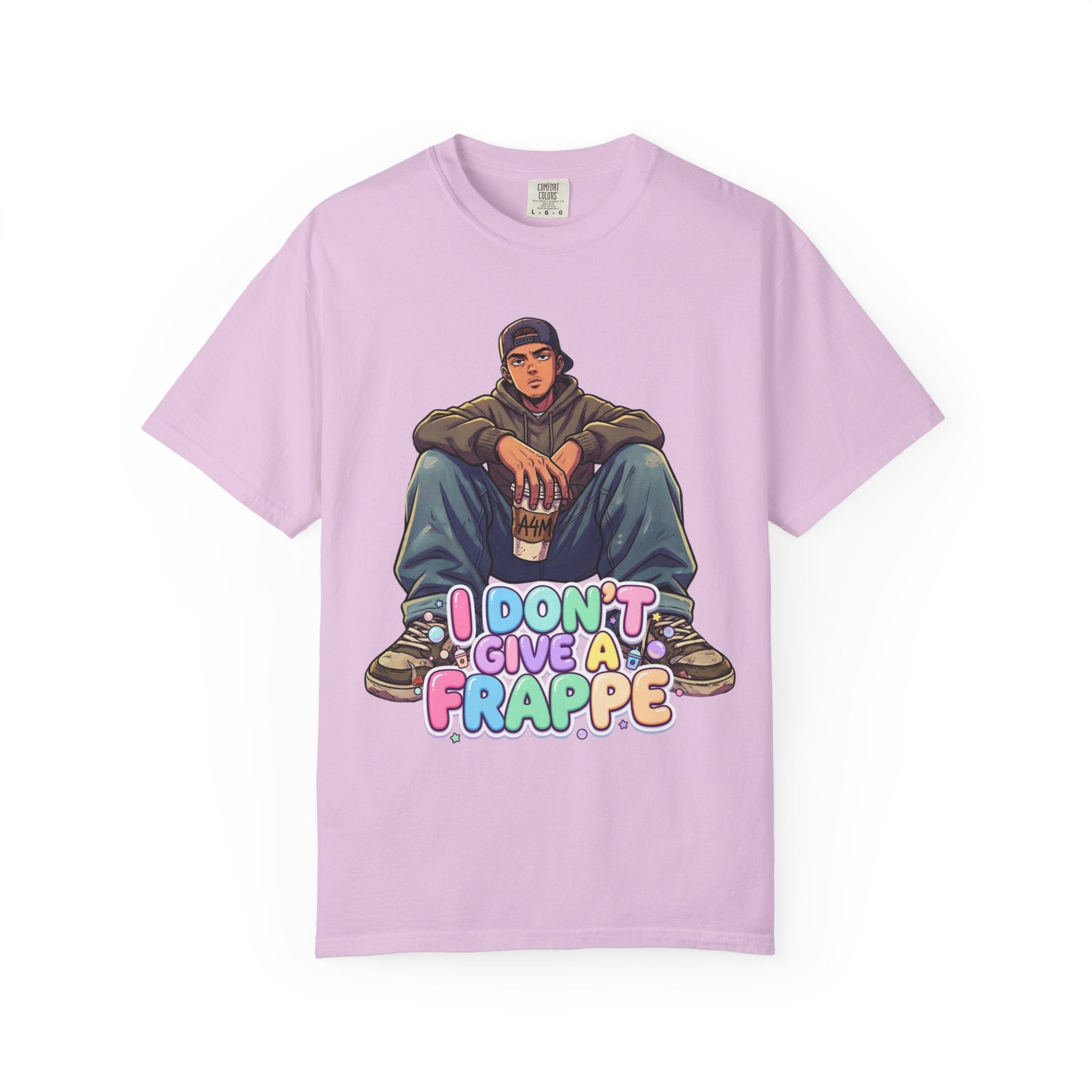 "I Don't Give a Frappe" Funny Manga Coffee T-Shirt | Anime Aesthetic Streetwear