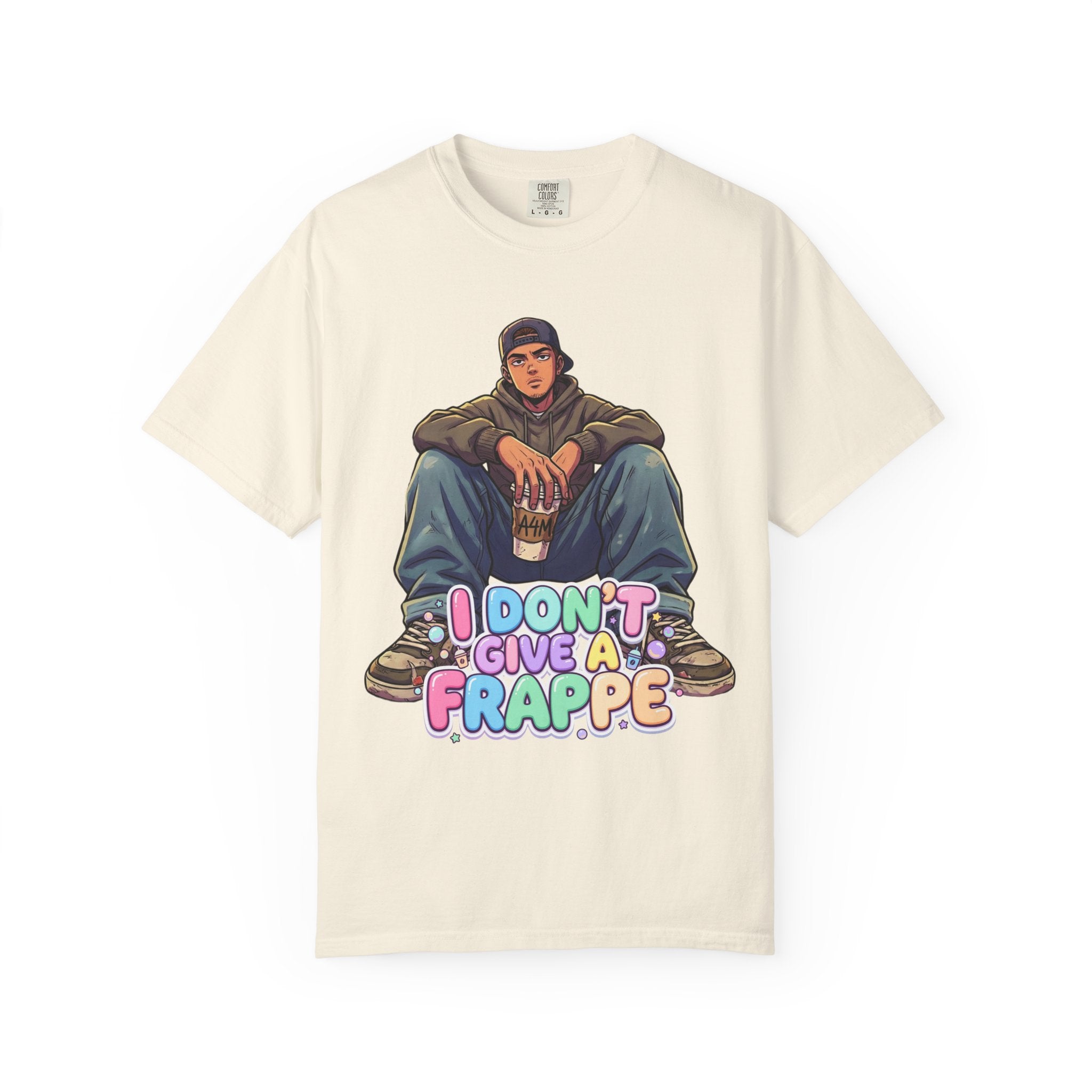 "I Don't Give a Frappe" Funny Manga Coffee T-Shirt | Anime Aesthetic Streetwear