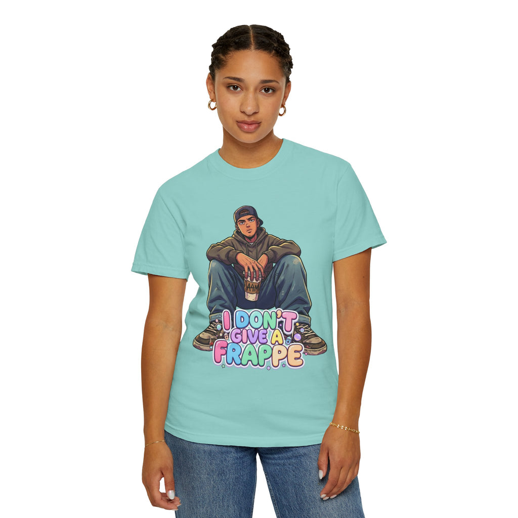 "I Don't Give a Frappe" Funny Manga Coffee T-Shirt | Anime Aesthetic Streetwear