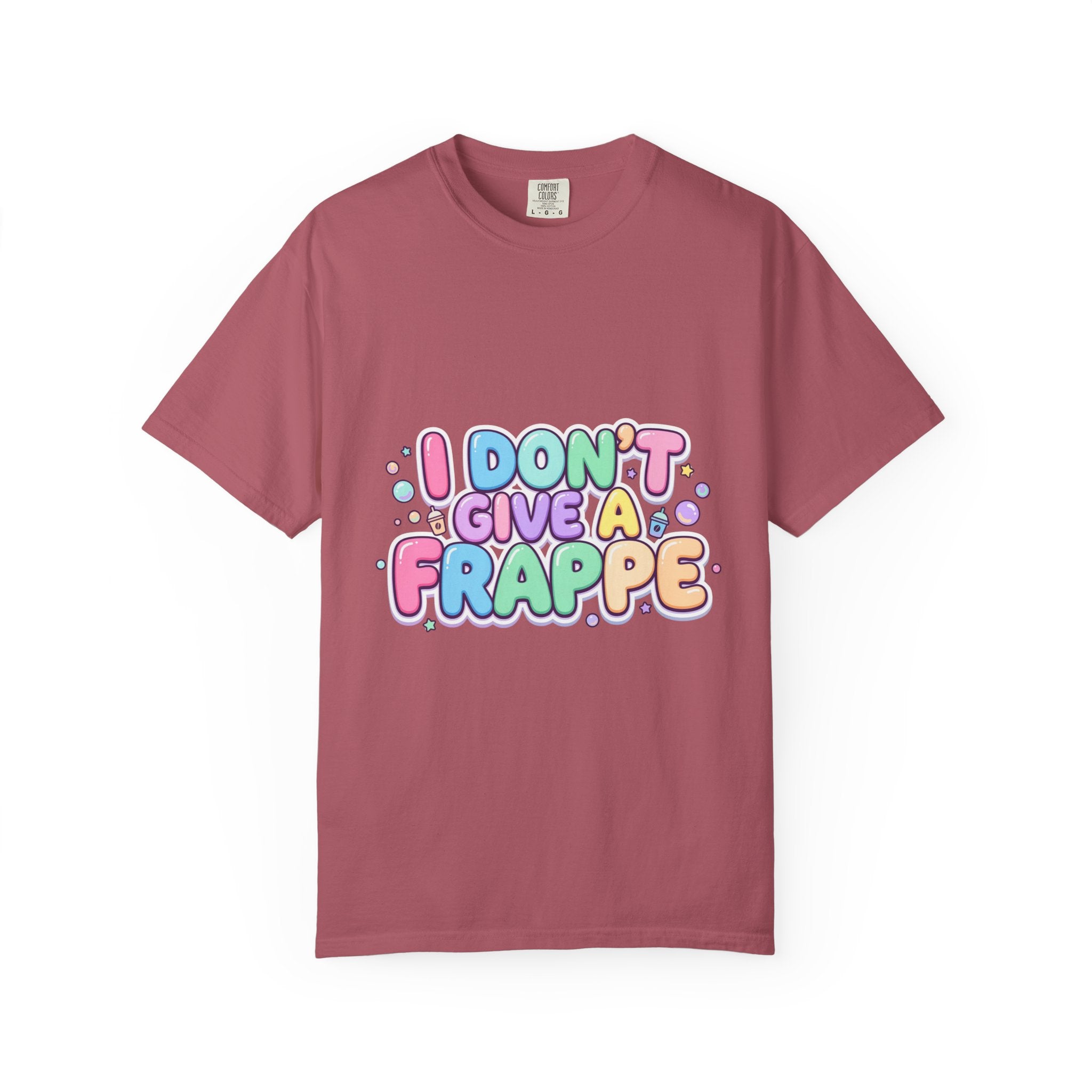"I Don't Give a Frappe" Funny Kawaii Coffee T-Shirt | Pastel Manga Aesthetic