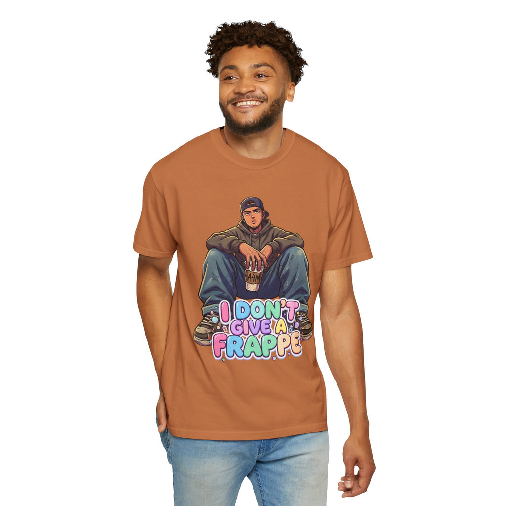 "I Don't Give a Frappe" Funny Manga Coffee T-Shirt | Anime Aesthetic Streetwear
