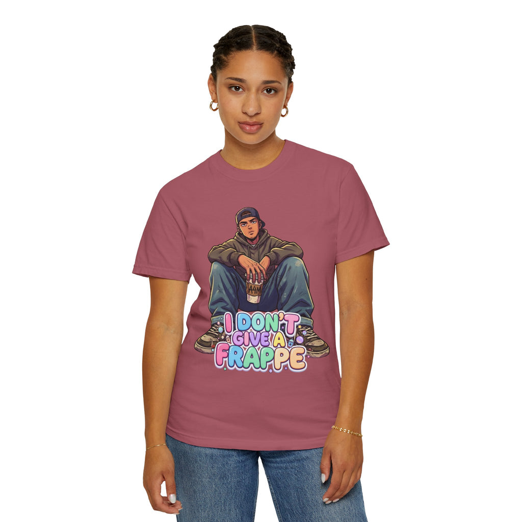 "I Don't Give a Frappe" Funny Manga Coffee T-Shirt | Anime Aesthetic Streetwear