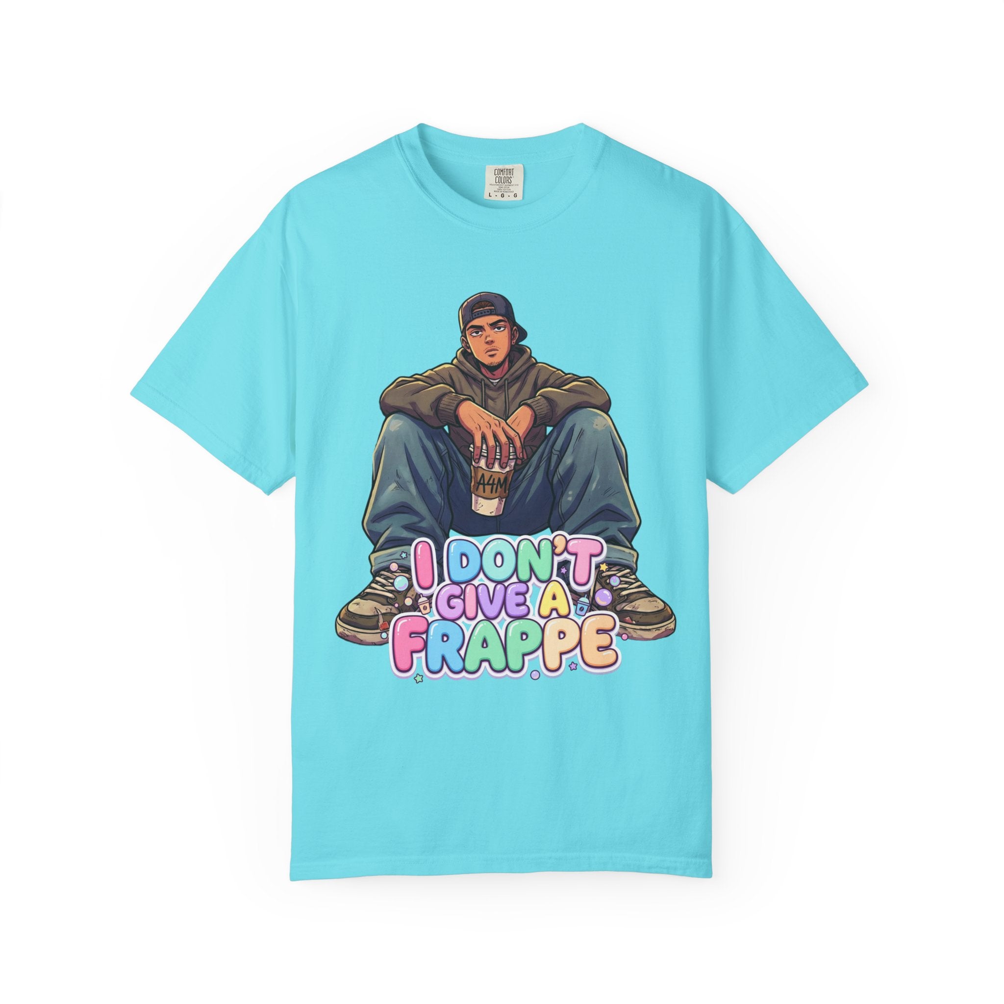 "I Don't Give a Frappe" Funny Manga Coffee T-Shirt | Anime Aesthetic Streetwear