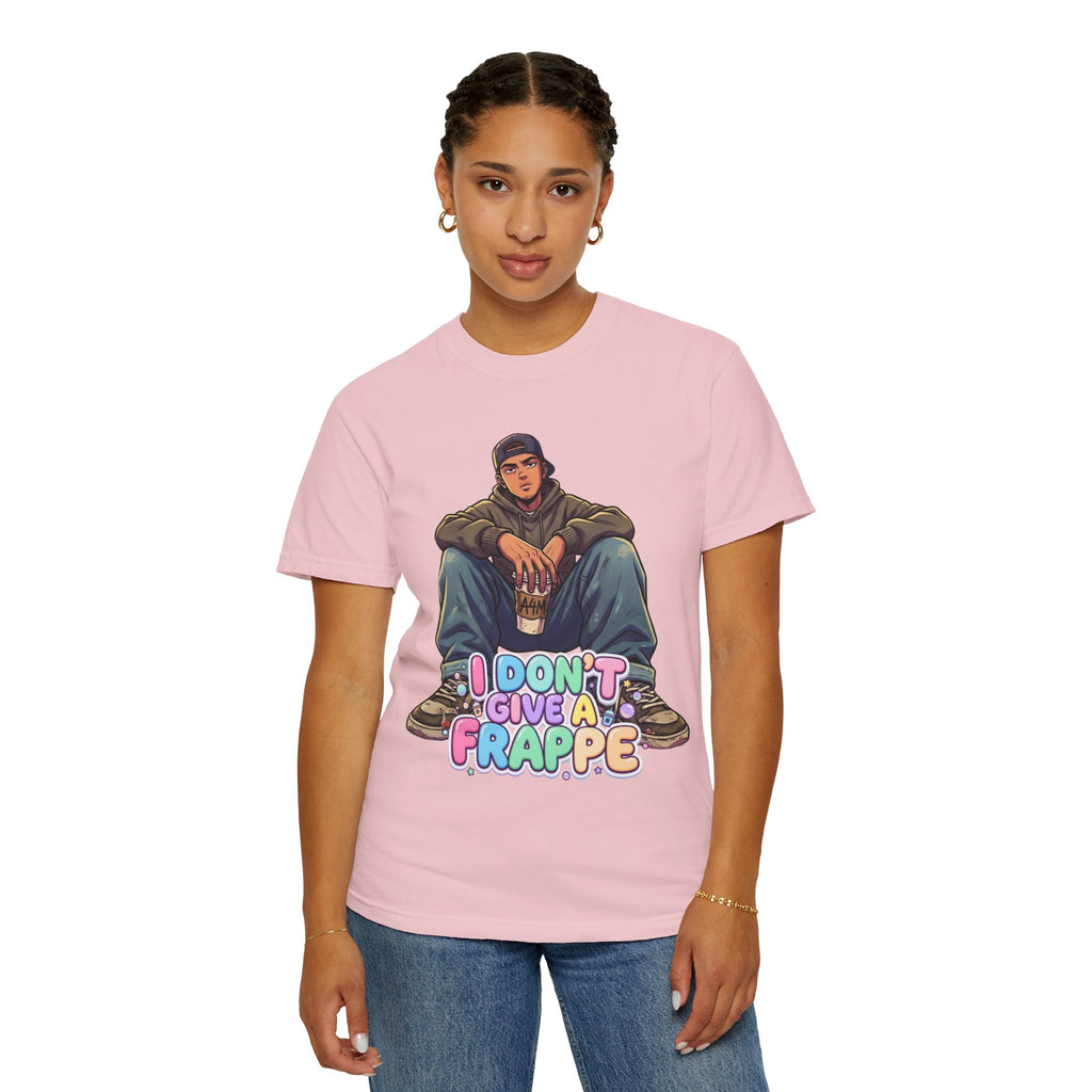 "I Don't Give a Frappe" Funny Manga Coffee T-Shirt | Anime Aesthetic Streetwear