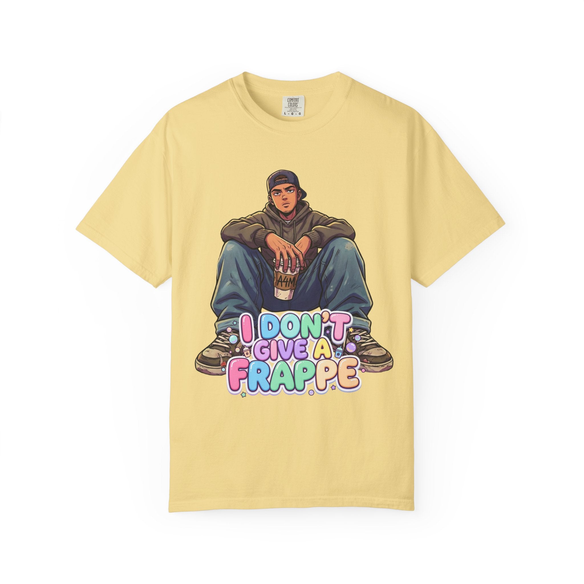 "I Don't Give a Frappe" Funny Manga Coffee T-Shirt | Anime Aesthetic Streetwear