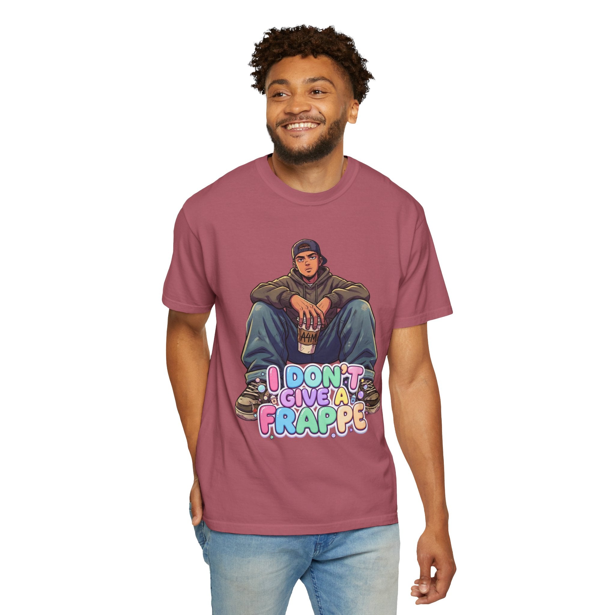 "I Don't Give a Frappe" Funny Manga Coffee T-Shirt | Anime Aesthetic Streetwear