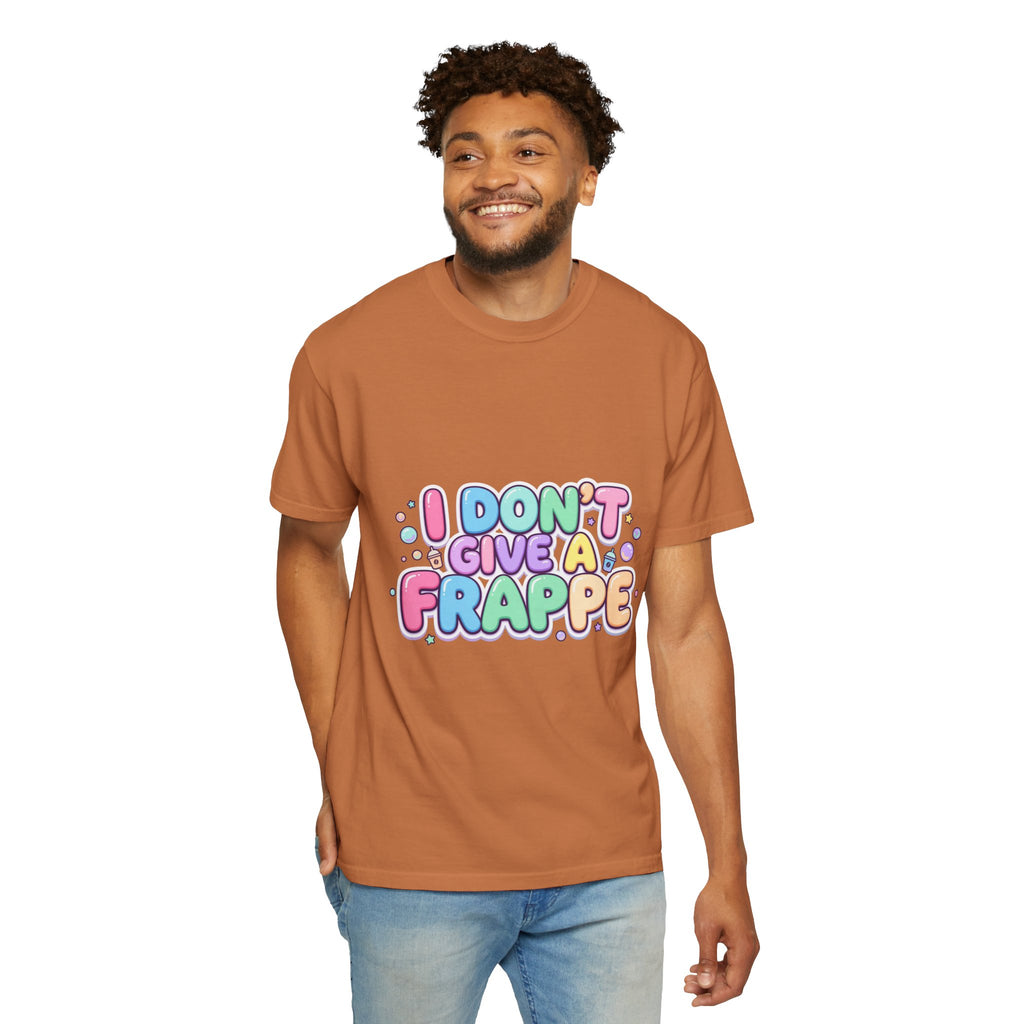 "I Don't Give a Frappe" Funny Kawaii Coffee T-Shirt | Pastel Manga Aesthetic