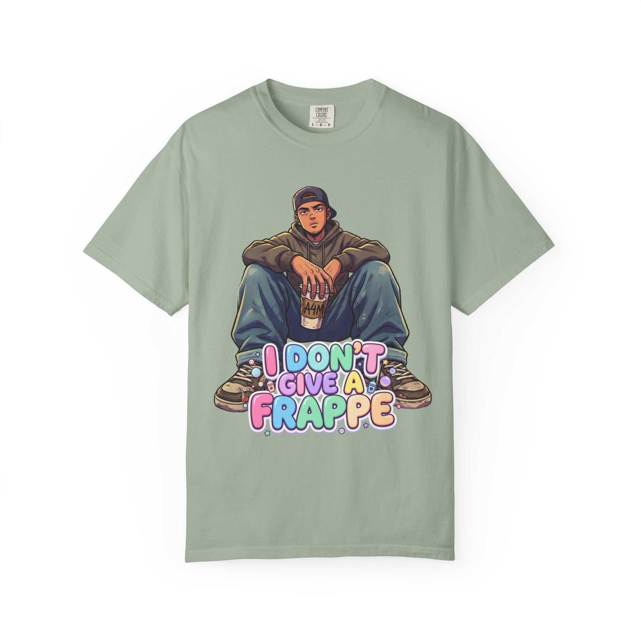 "I Don't Give a Frappe" Funny Manga Coffee T-Shirt | Anime Aesthetic Streetwear