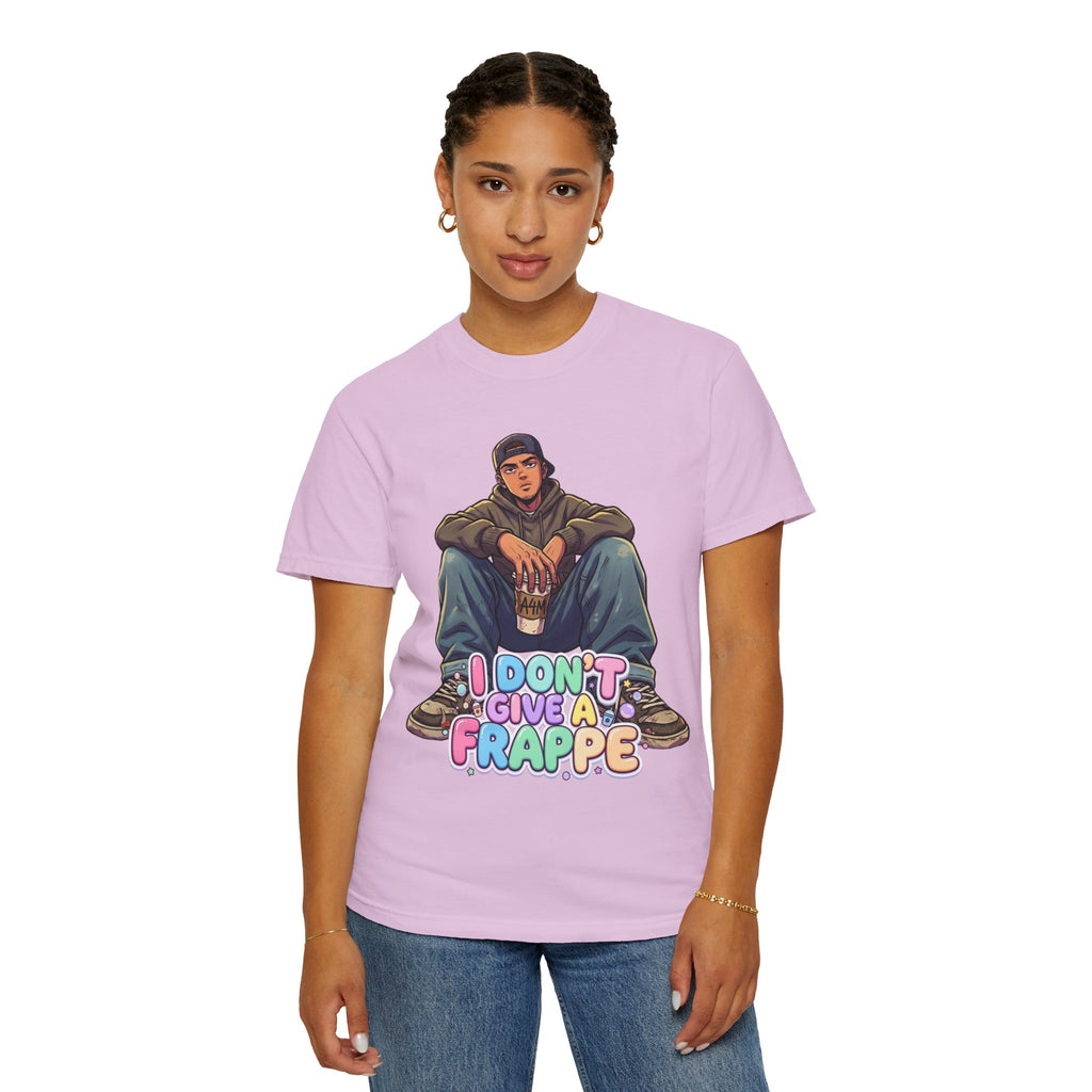 "I Don't Give a Frappe" Funny Manga Coffee T-Shirt | Anime Aesthetic Streetwear