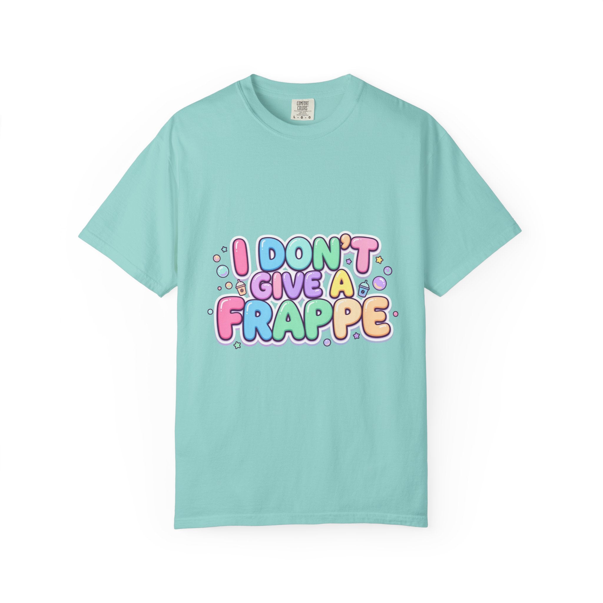 "I Don't Give a Frappe" Funny Kawaii Coffee T-Shirt | Pastel Manga Aesthetic