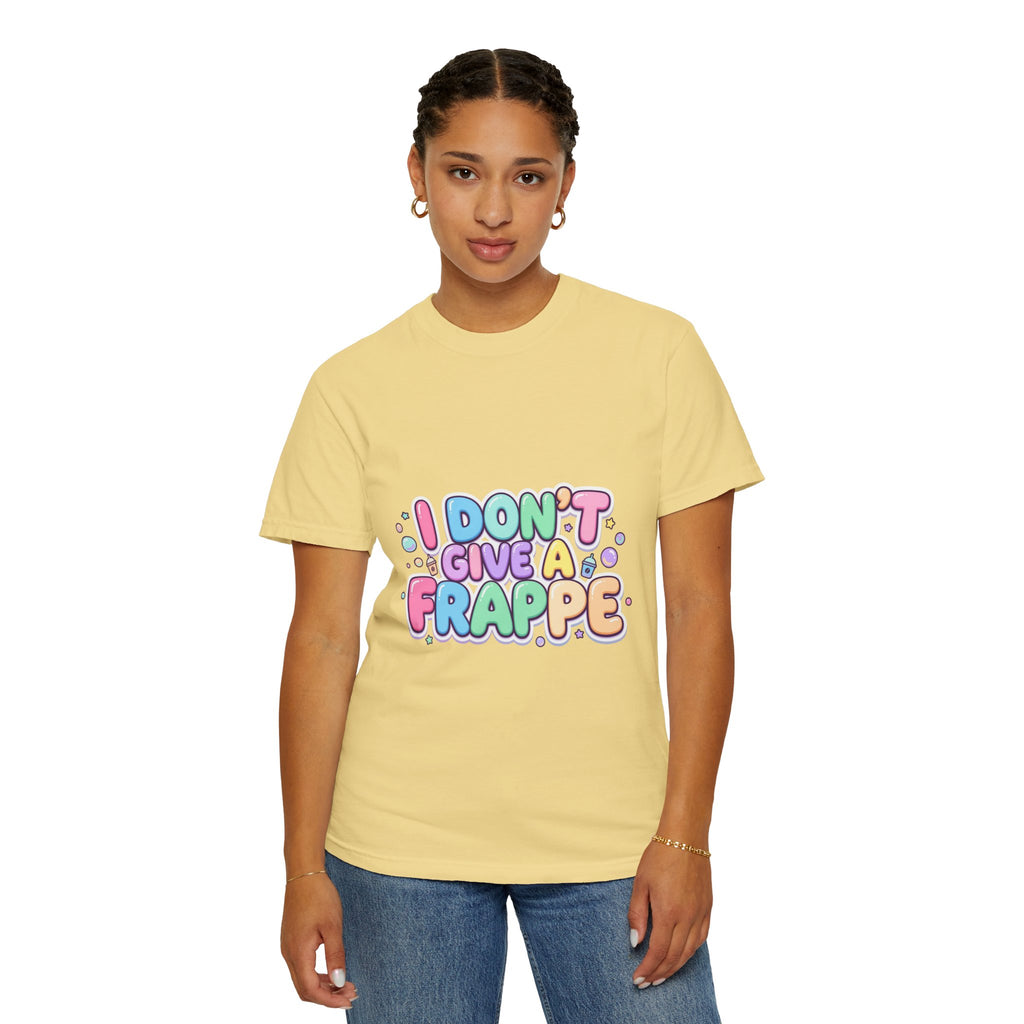 "I Don't Give a Frappe" Funny Kawaii Coffee T-Shirt | Pastel Manga Aesthetic