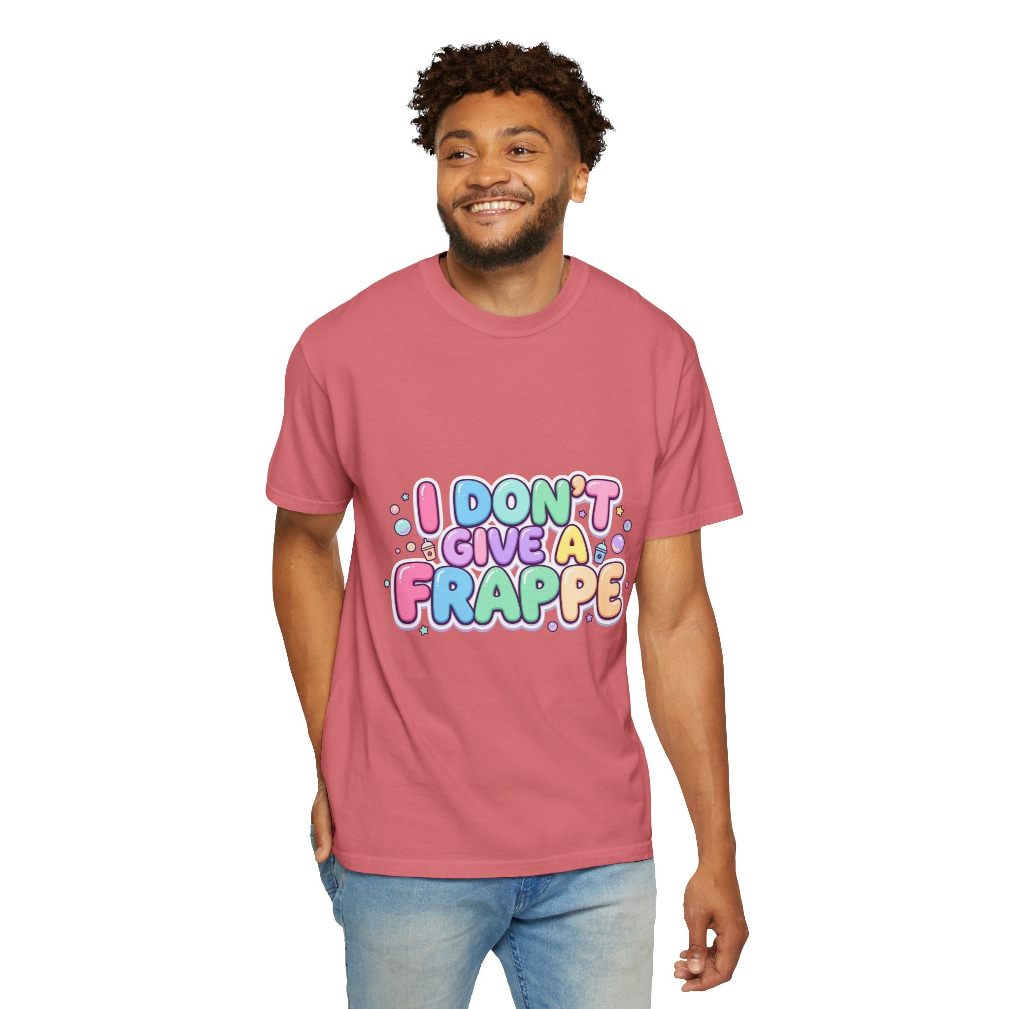 "I Don't Give a Frappe" Funny Kawaii Coffee T-Shirt | Pastel Manga Aesthetic