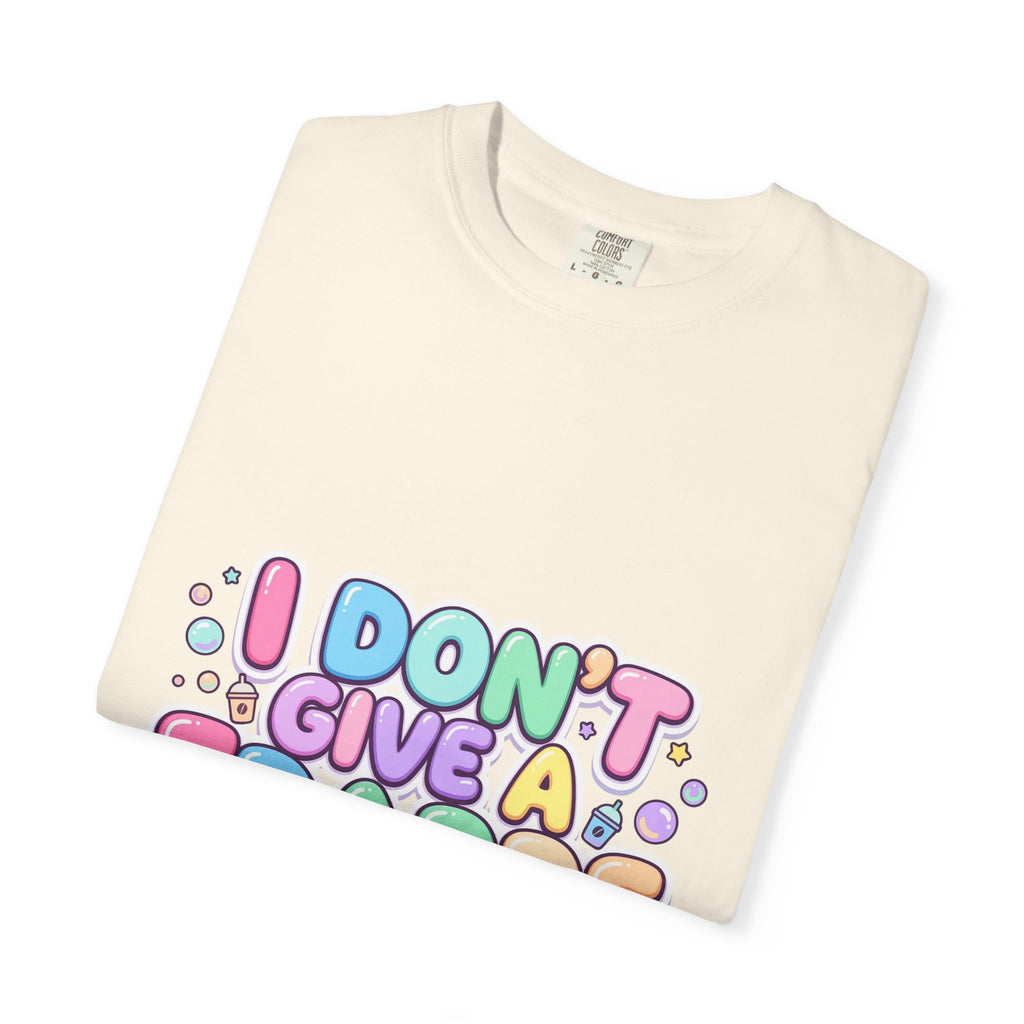 "I Don't Give a Frappe" Funny Kawaii Coffee T-Shirt | Pastel Manga Aesthetic