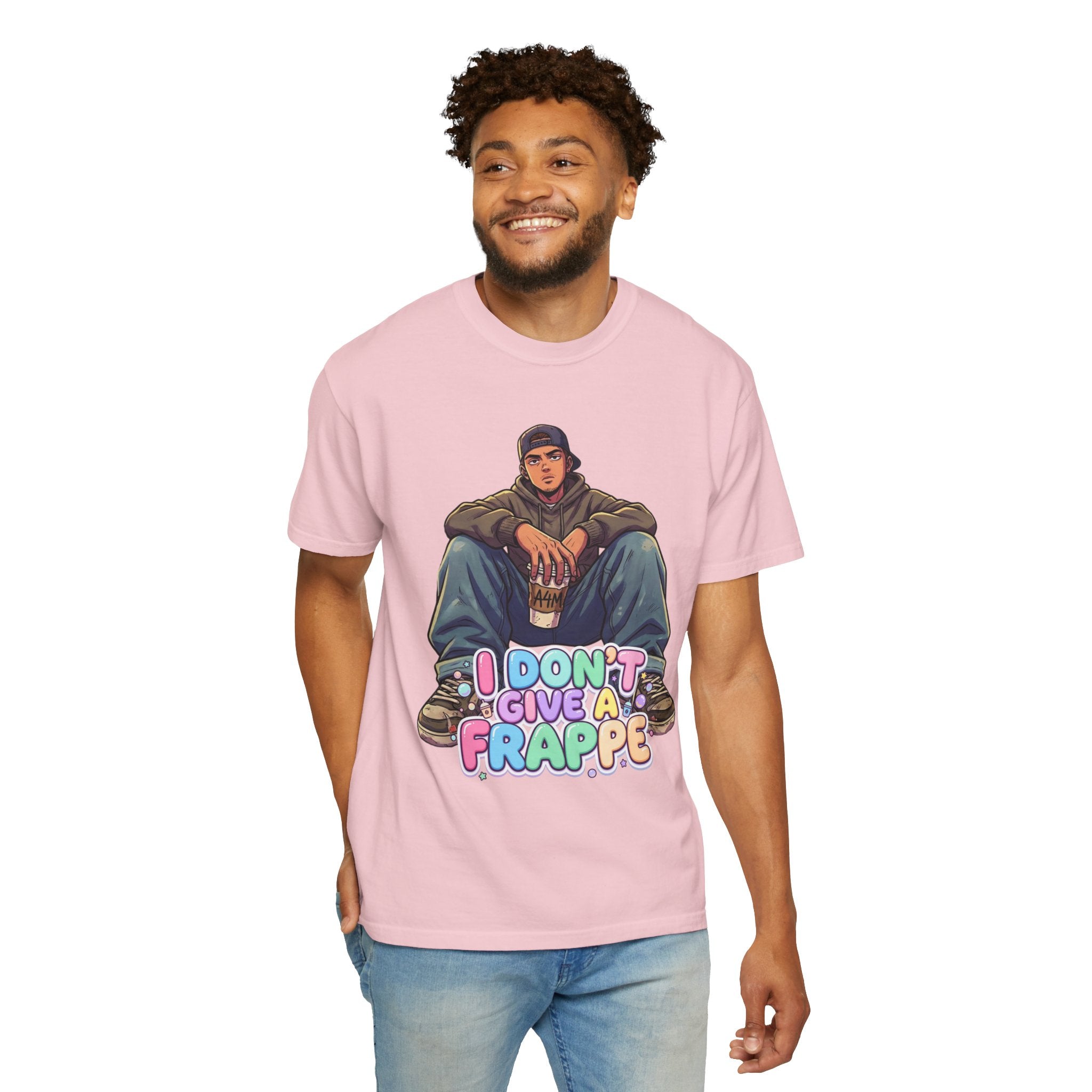 "I Don't Give a Frappe" Funny Manga Coffee T-Shirt | Anime Aesthetic Streetwear