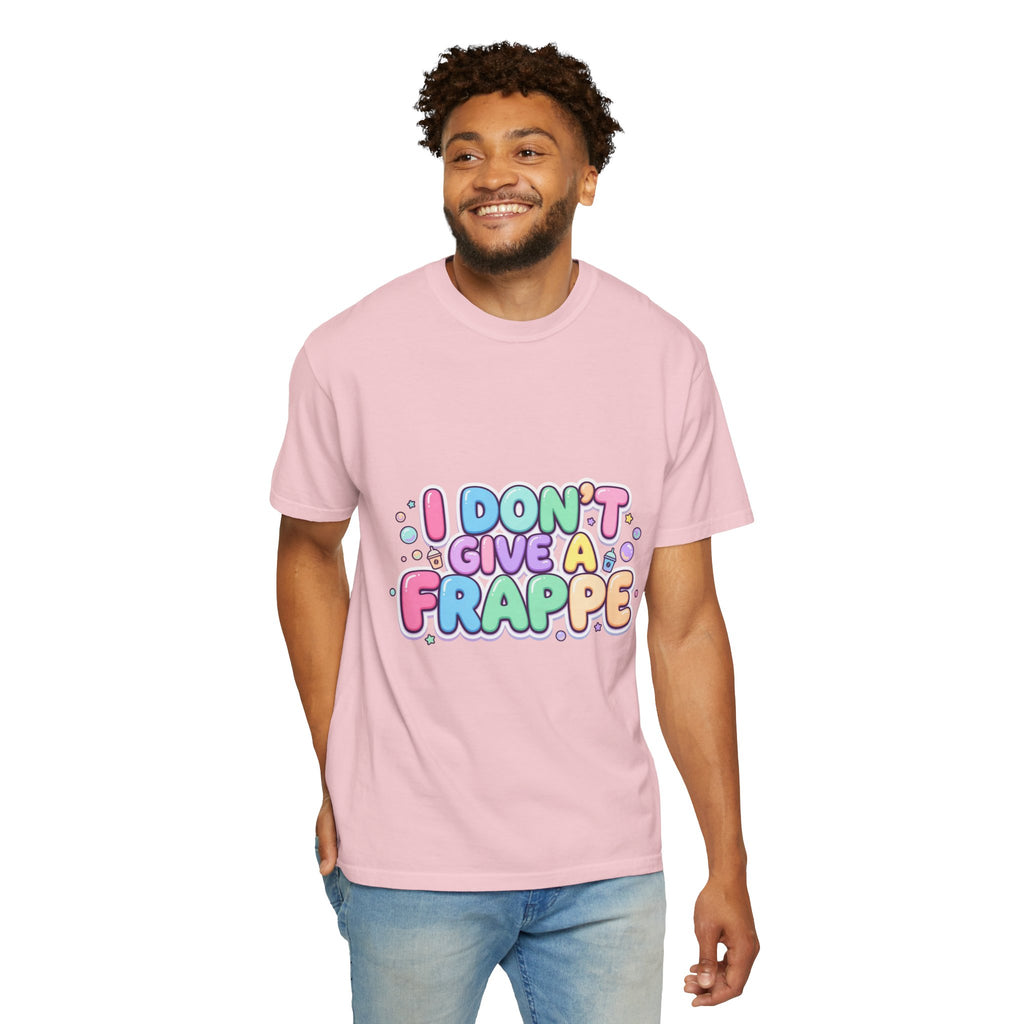 "I Don't Give a Frappe" Funny Kawaii Coffee T-Shirt | Pastel Manga Aesthetic