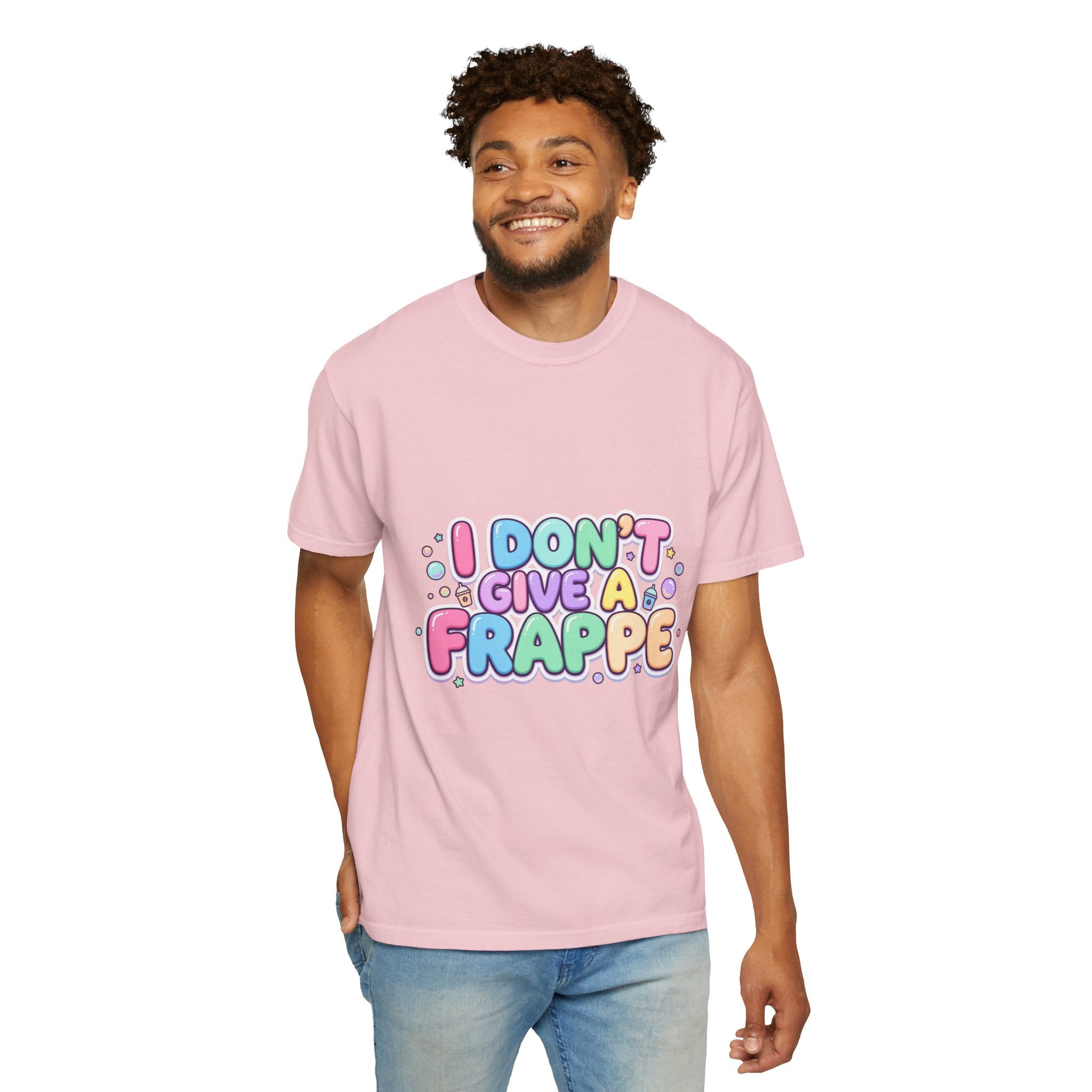 "I Don't Give a Frappe" Funny Kawaii Coffee T-Shirt | Pastel Manga Aesthetic