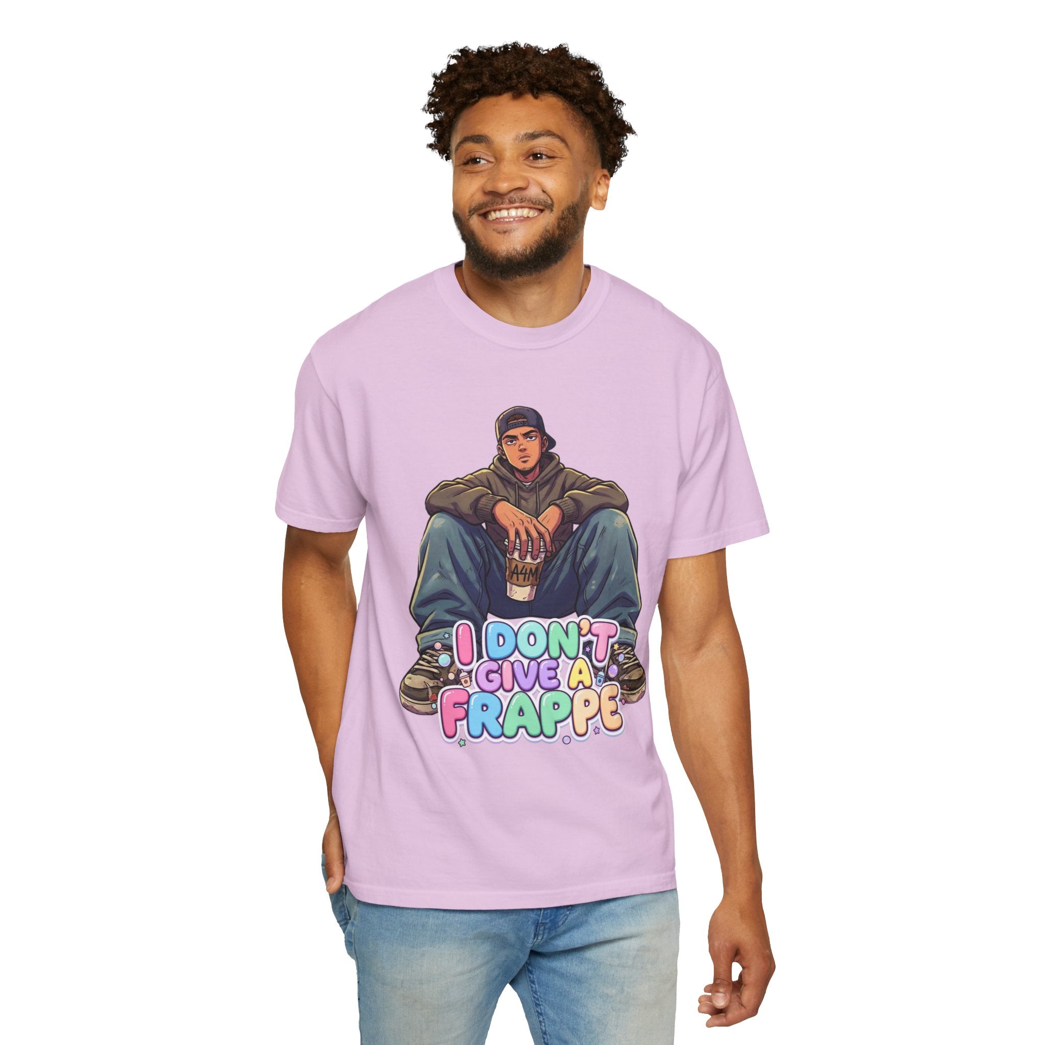 "I Don't Give a Frappe" Funny Manga Coffee T-Shirt | Anime Aesthetic Streetwear
