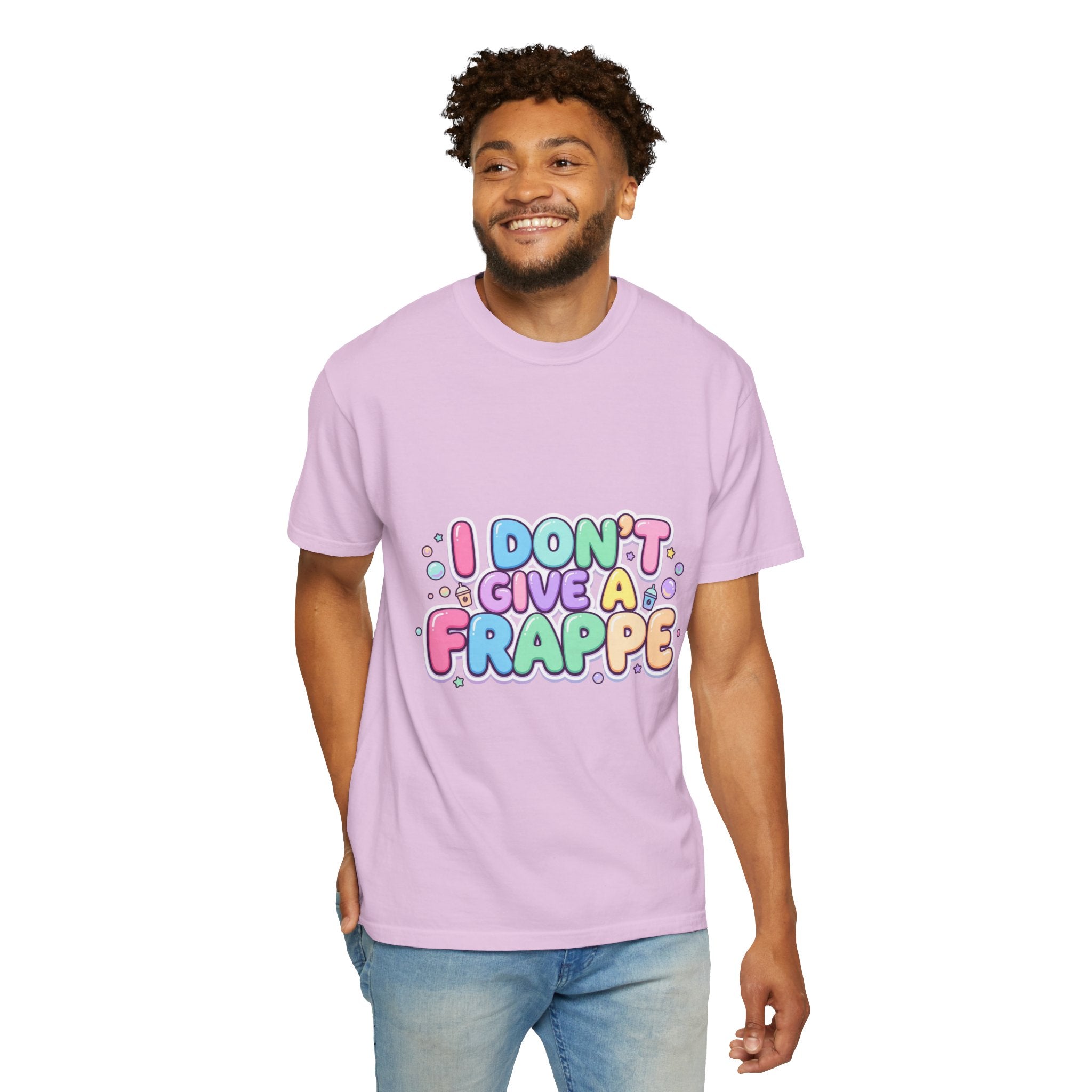 "I Don't Give a Frappe" Funny Kawaii Coffee T-Shirt | Pastel Manga Aesthetic