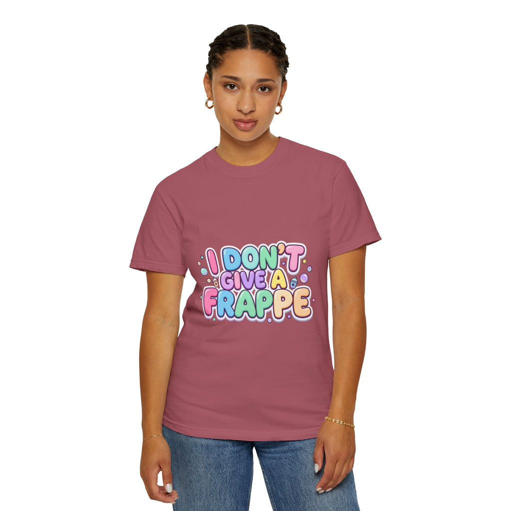 "I Don't Give a Frappe" Funny Kawaii Coffee T-Shirt | Pastel Manga Aesthetic
