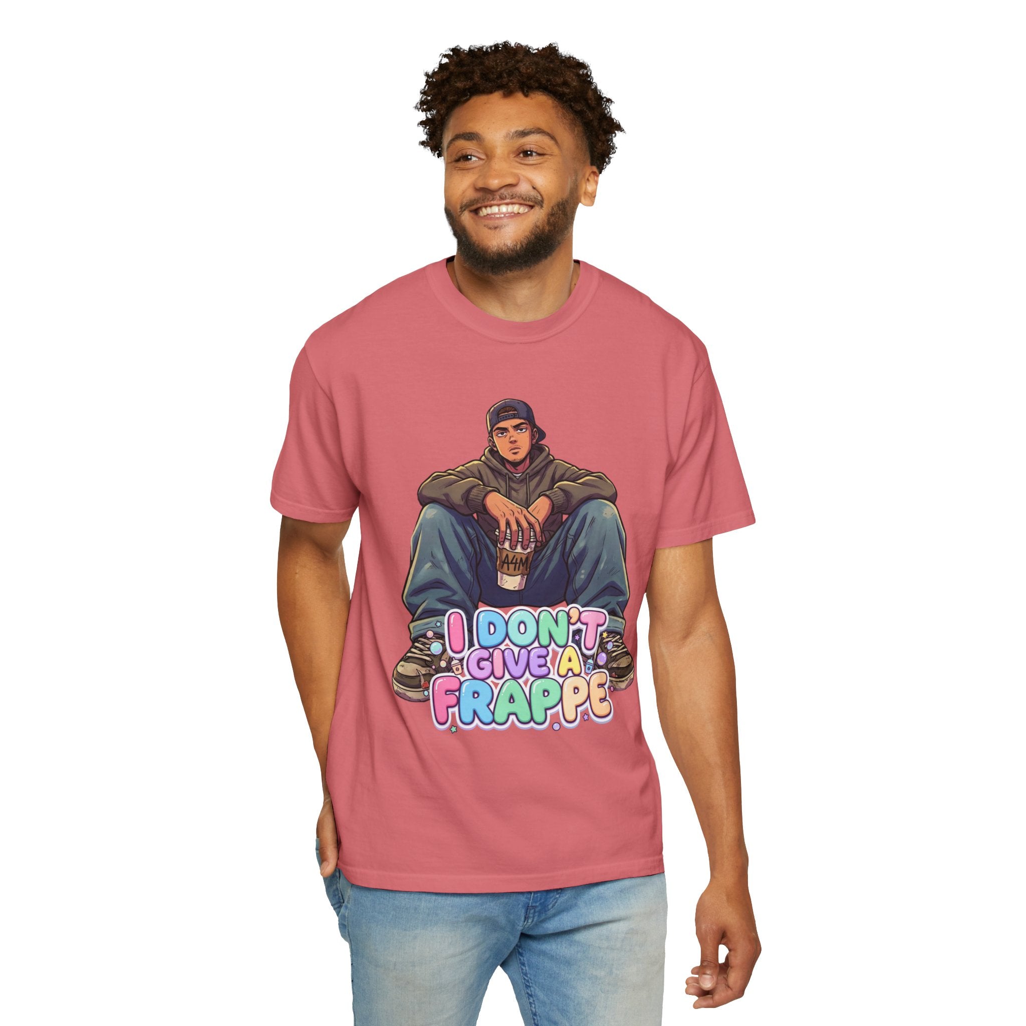 "I Don't Give a Frappe" Funny Manga Coffee T-Shirt | Anime Aesthetic Streetwear